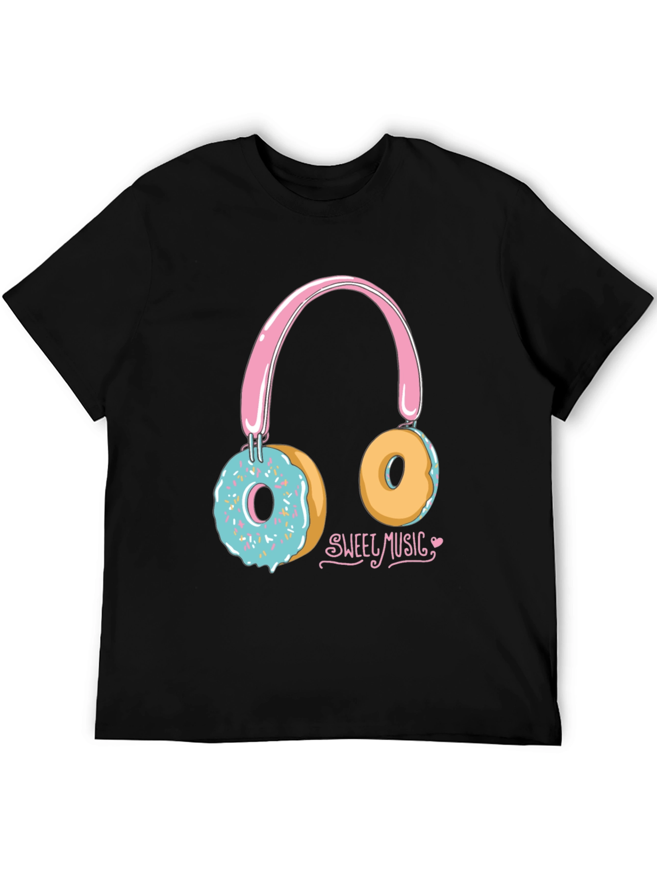 Black Sweet Music Donut Headphone Graphic Tee - Black view 5