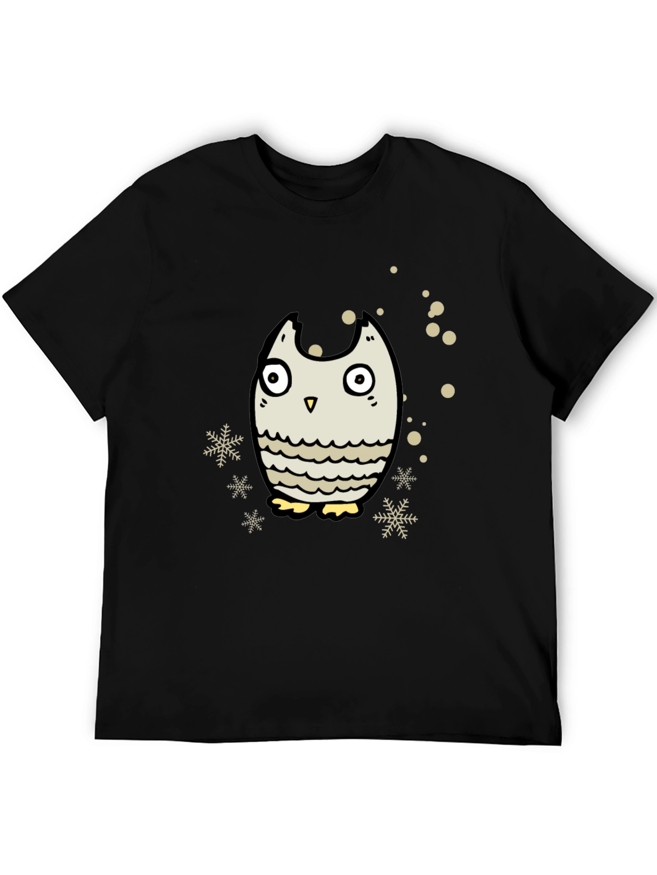 Black Owl Graphic Black T-Shirt - Winter Holiday Design view 5