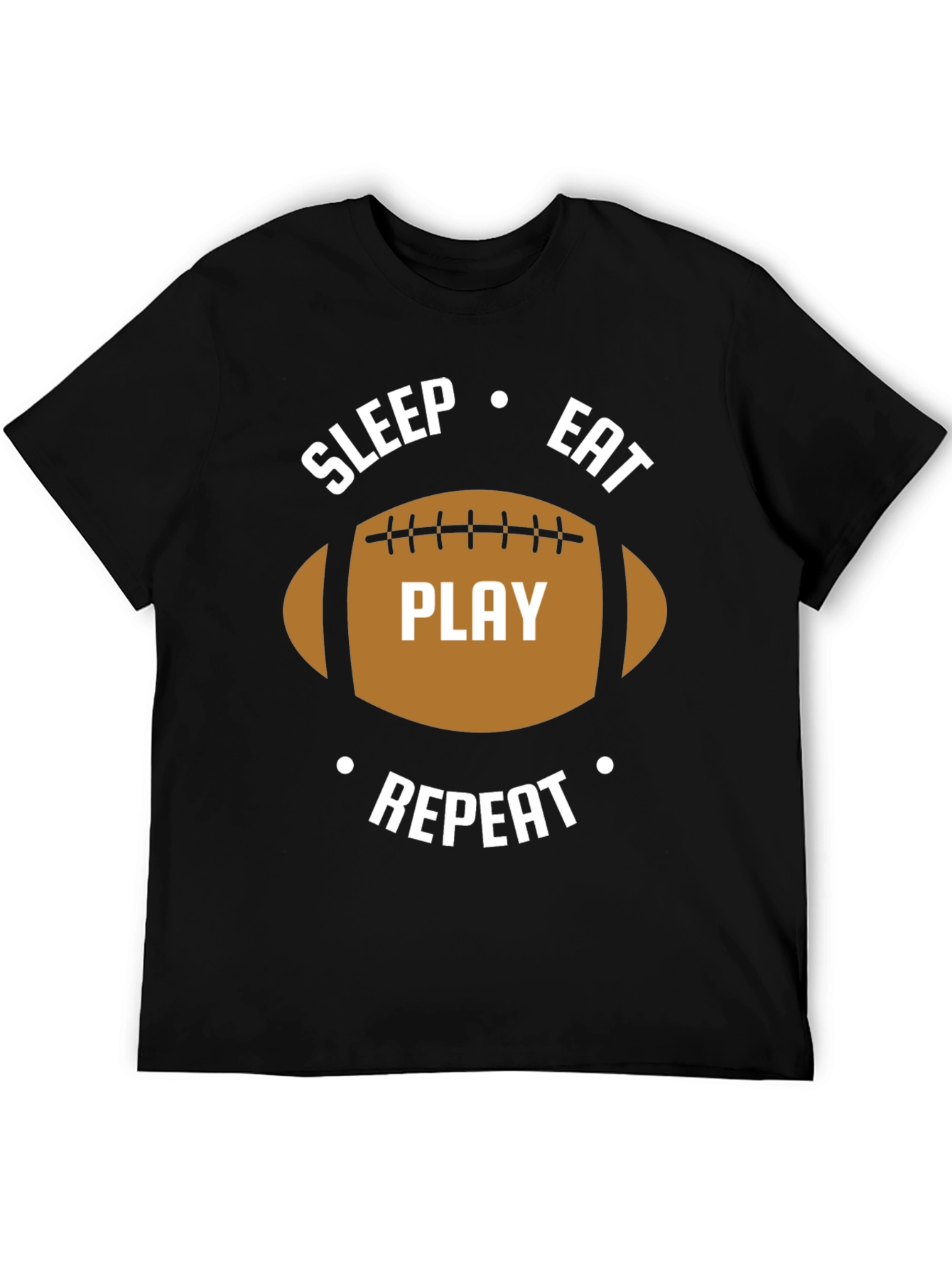 Black Sleep Eat Play Repeat Football Graphic T-Shirt view 5