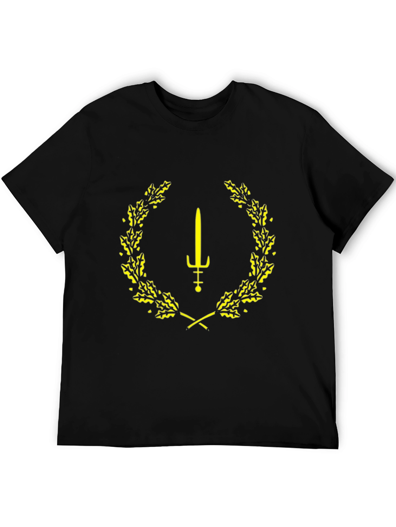 Black Sword & Laurel Wreath Graphic Tee - Black view 5