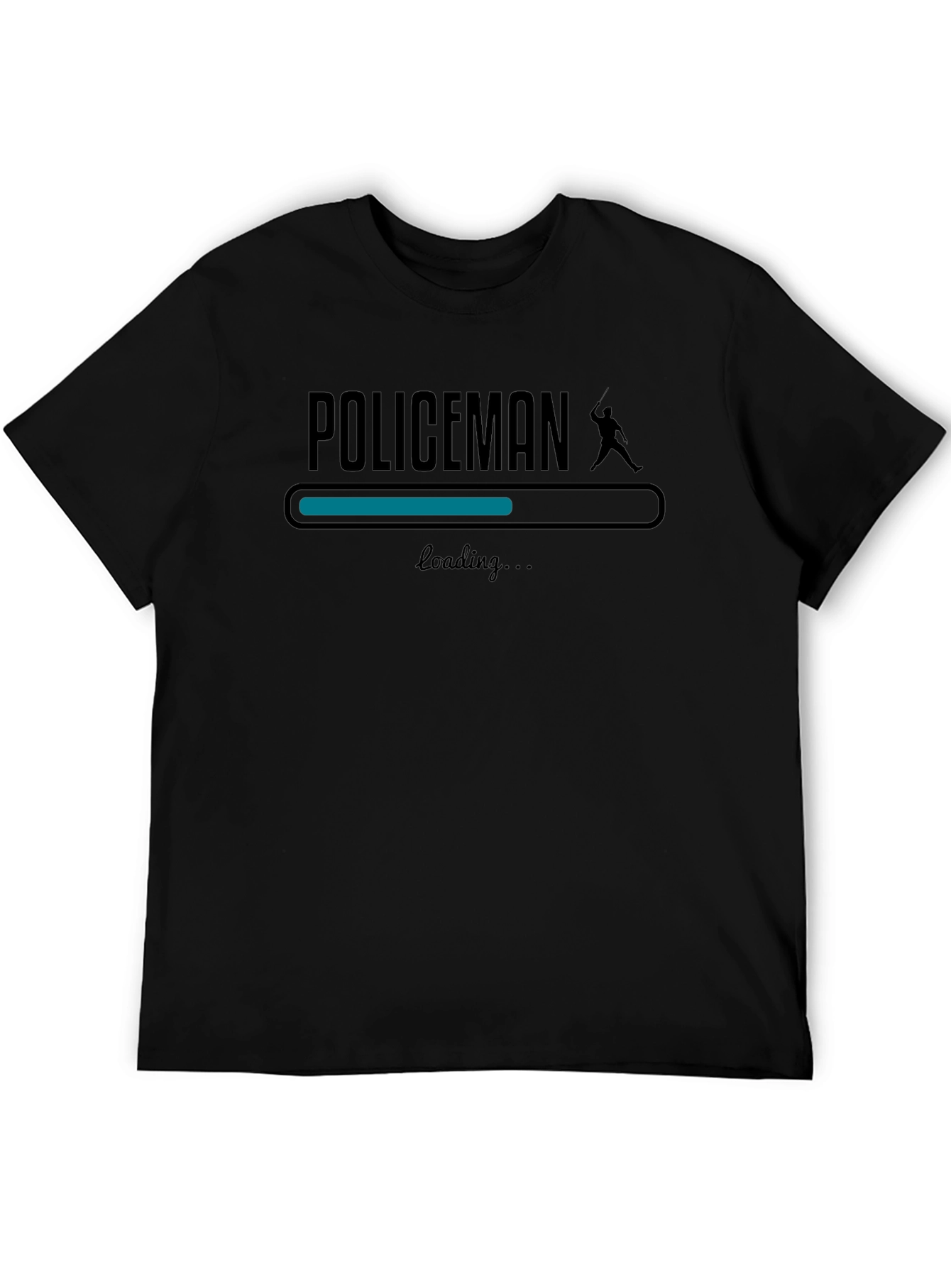 Black Policeman Loading Graphic Tee - Black Cotton T-Shirt view 5