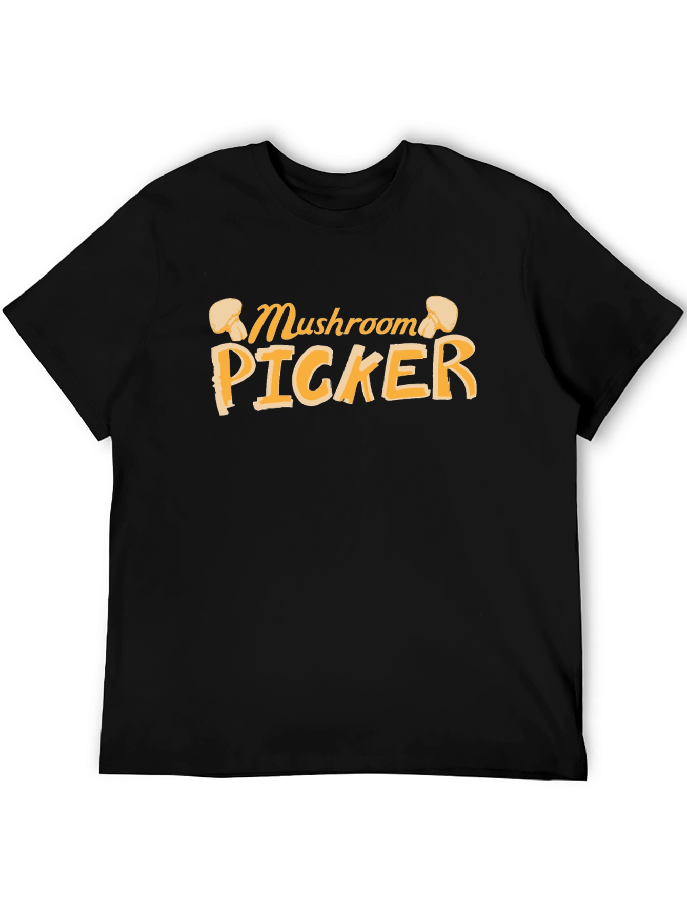 Black Mushroom Picker Graphic Tee - Black Cotton T-Shirt view 5