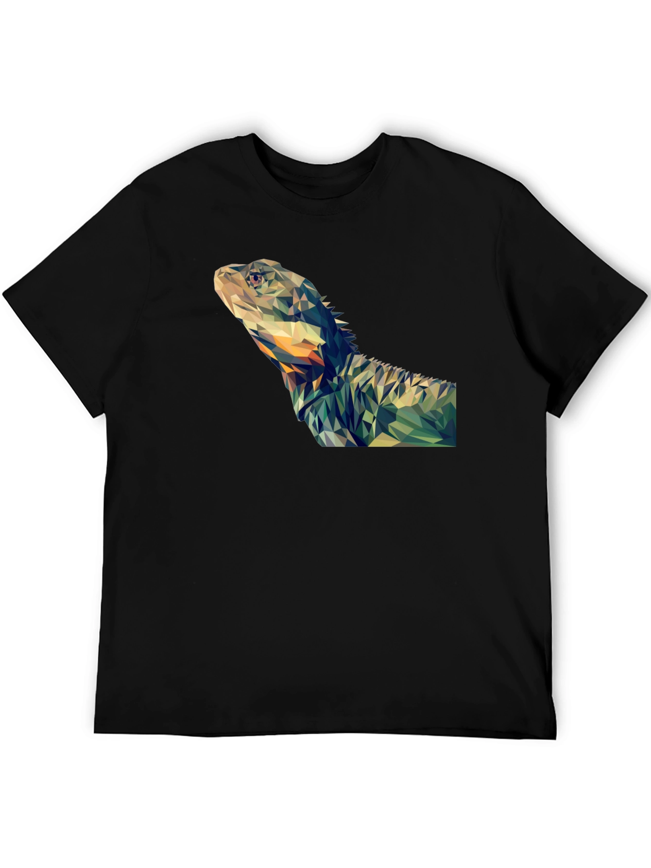 Black Geometric Lizard Graphic T-Shirt - Modern Poly Art Tee view 5