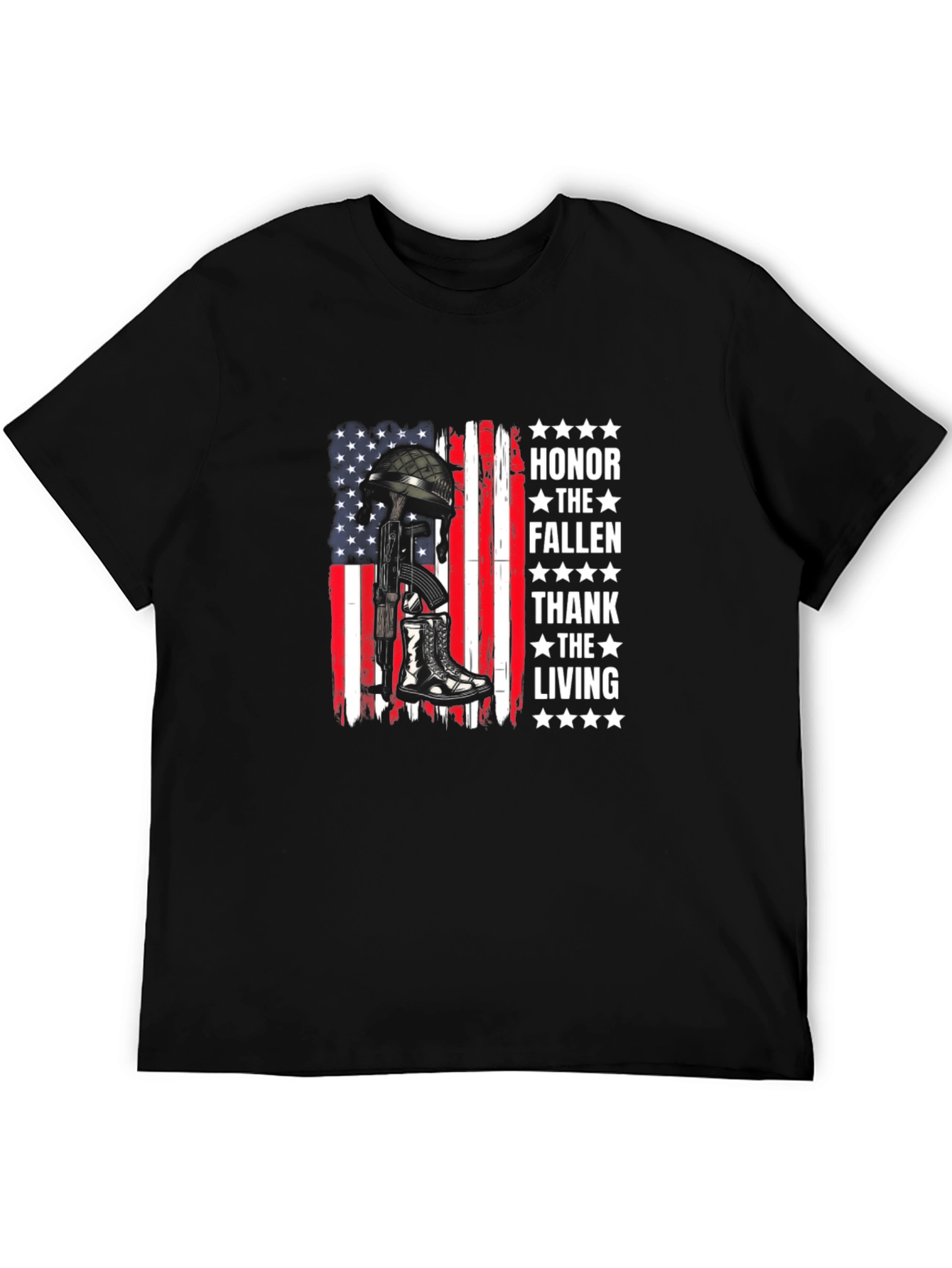 Honor Fallen Thank Living American Flag T-Shirt - 5