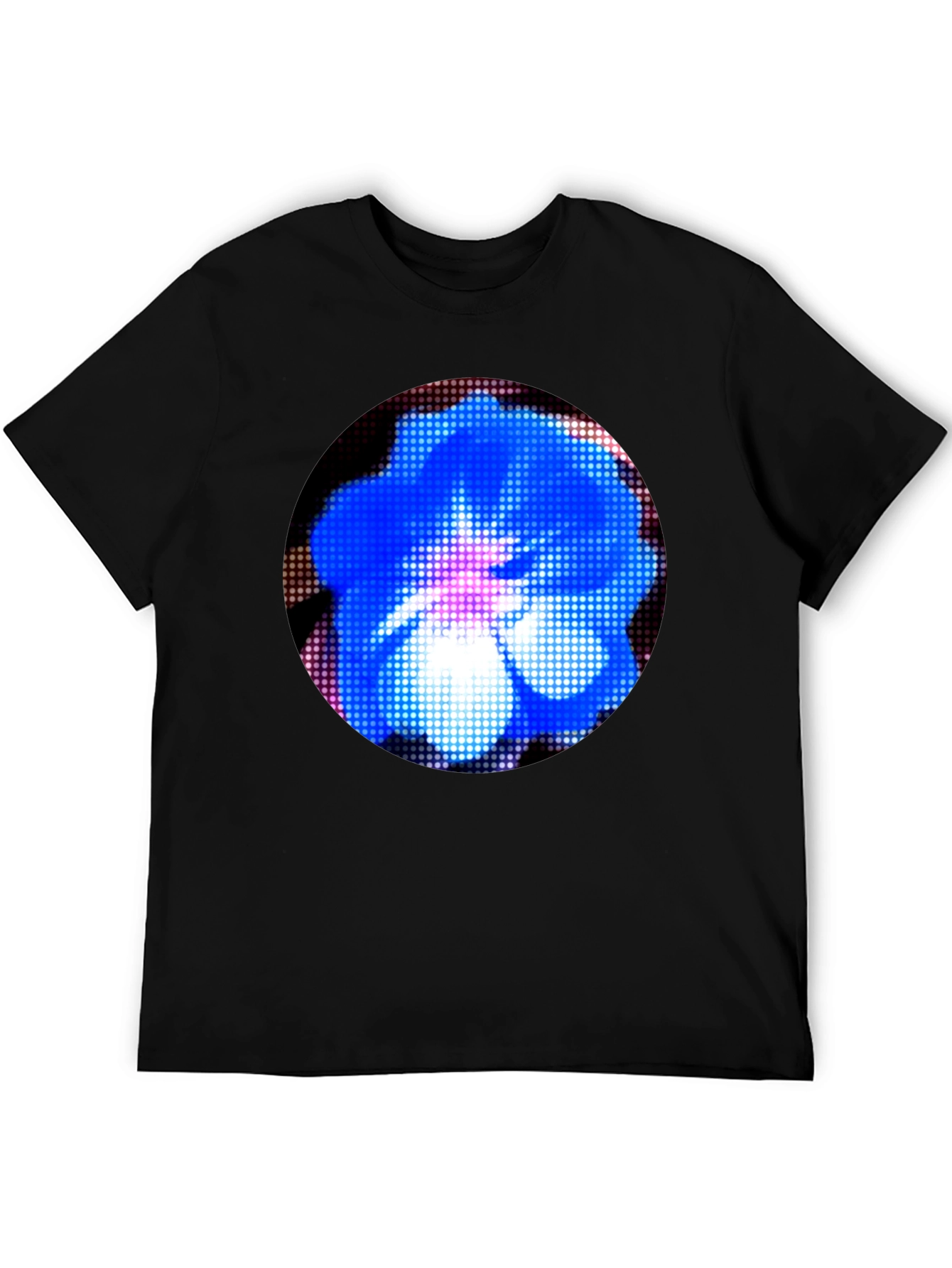 Black Blue Flower Graphic Black T-Shirt view 5