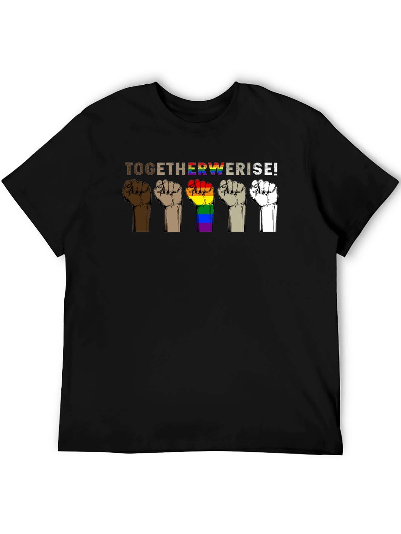 Black Together We Rise Graphic T-Shirt - Black view 5