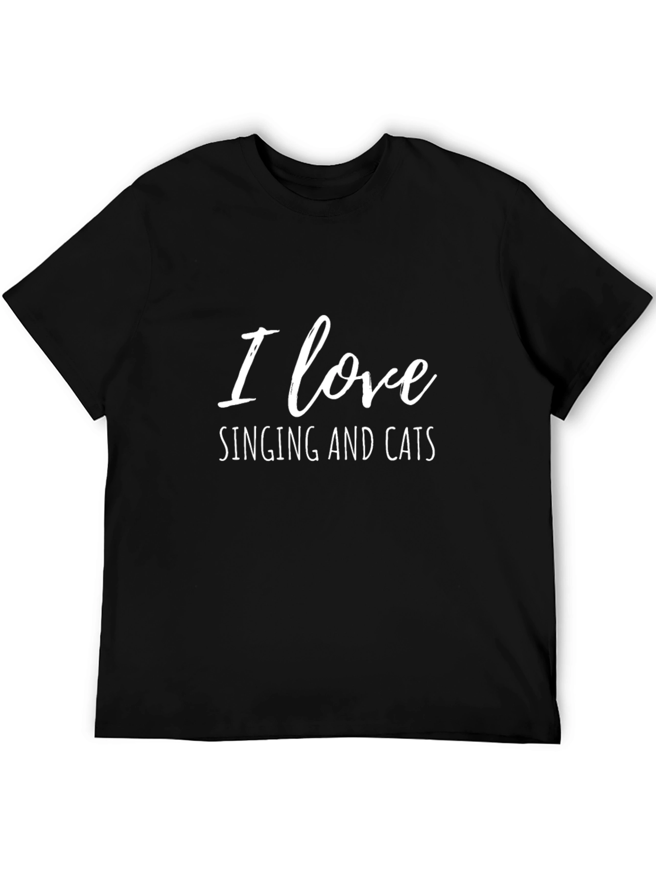Black I Love Singing and Cats Graphic T-Shirt view 5