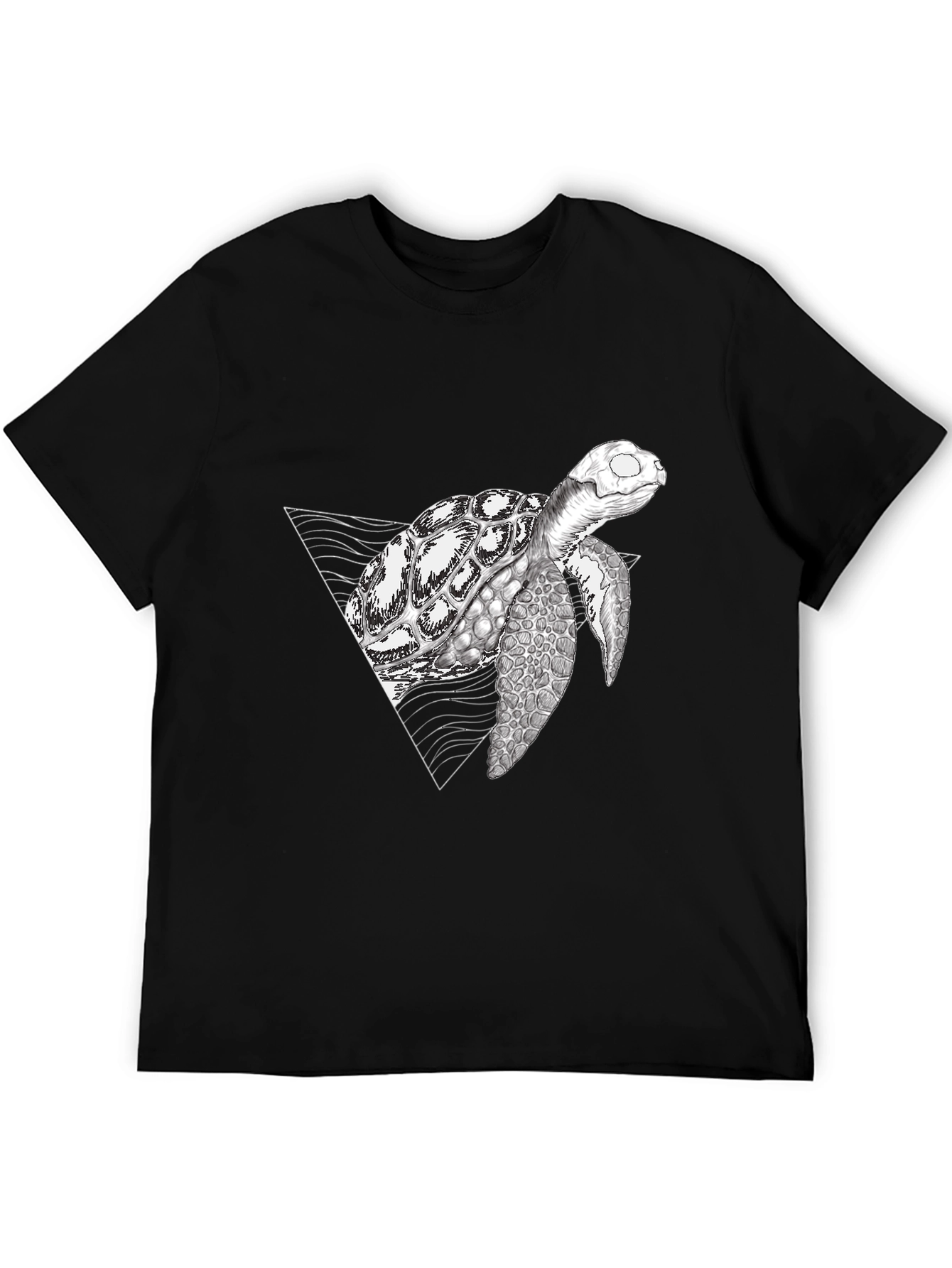 Black Geometric Turtle Black T-Shirt view 5