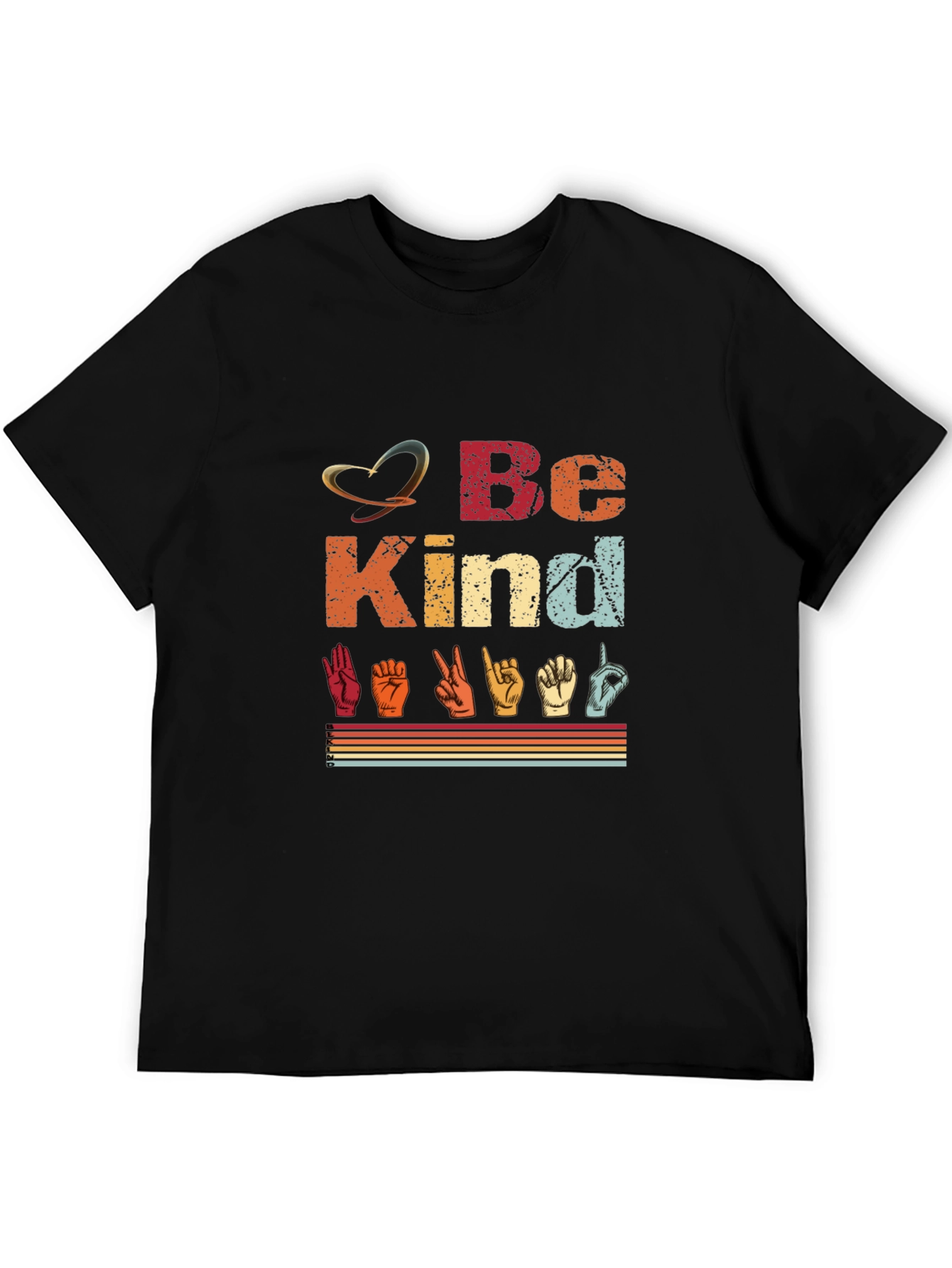 Black Be Kind Sign Language T-Shirt view 5