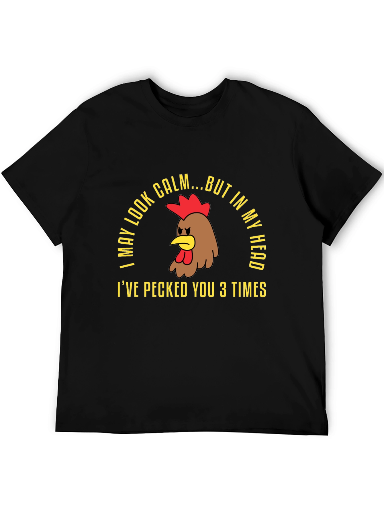 Black Calm Chicken Graphic Tee - Funny Humor T-Shirt view 5