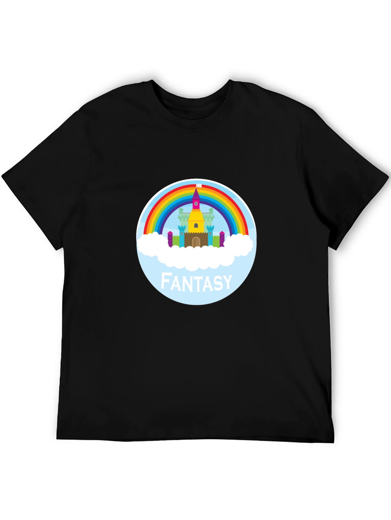 Black Fantasy Castle Rainbow Graphic Tee - Unisex view 5