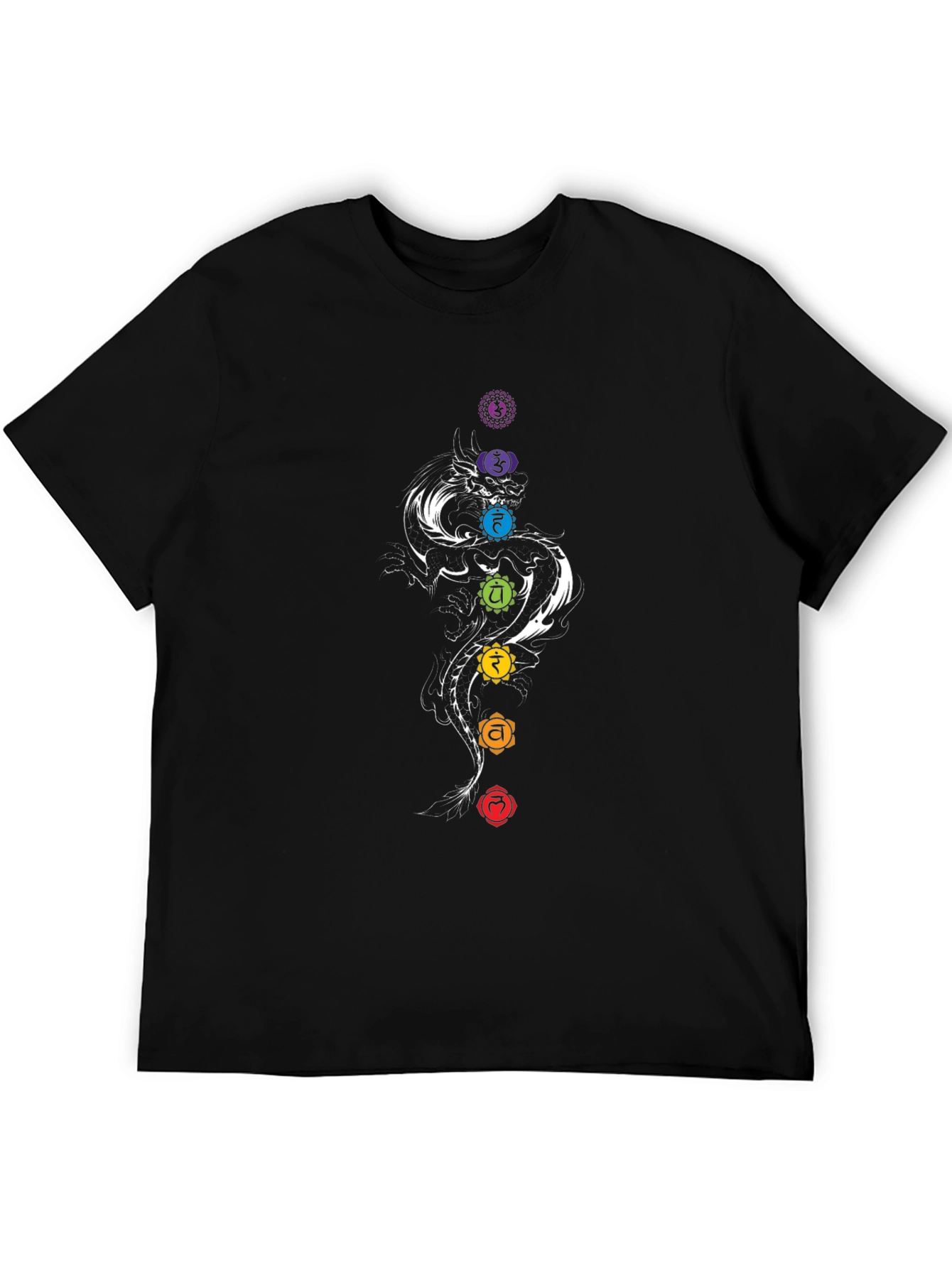 Black Chakra Dragon Graphic Tee - Black Cotton Blend view 5