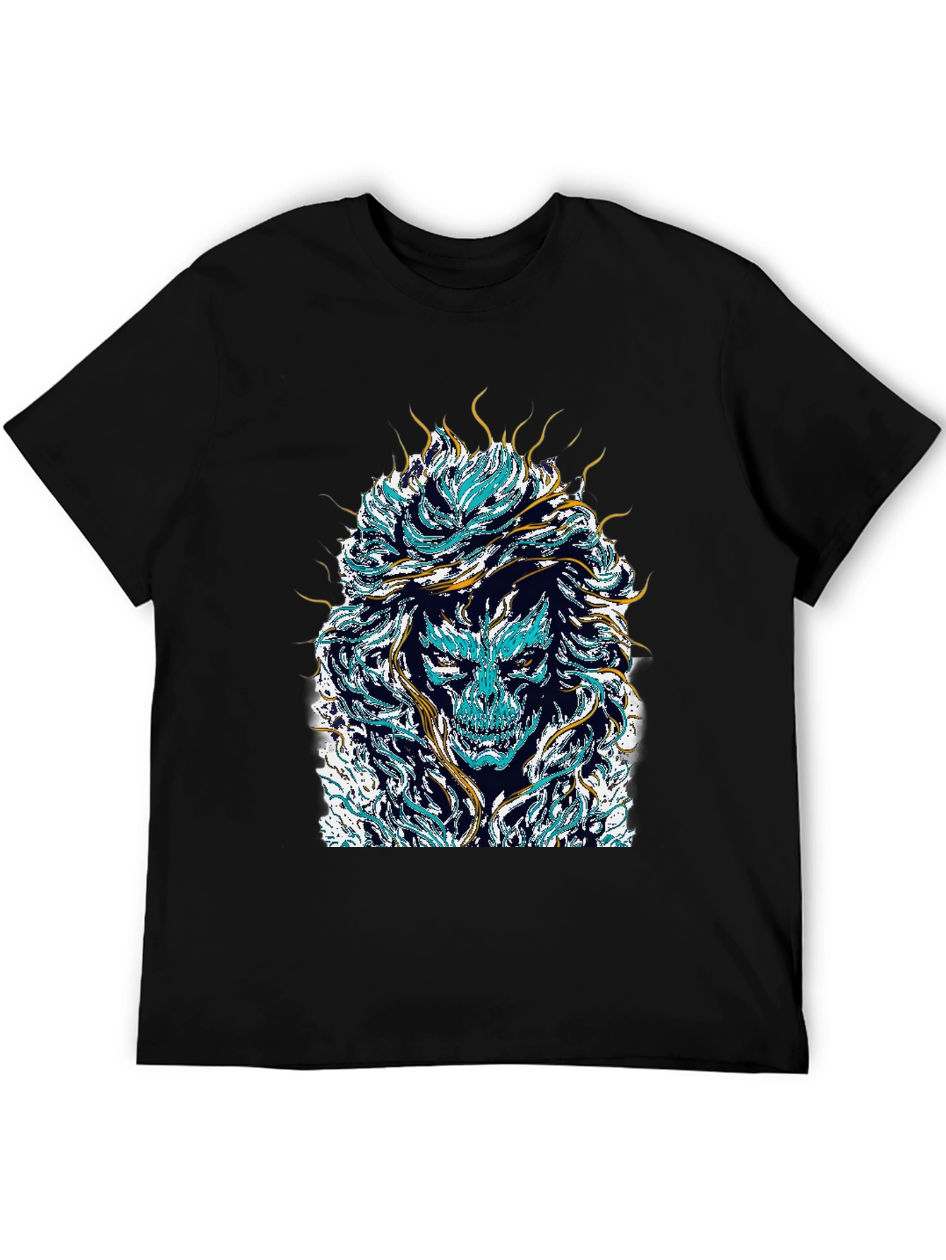 Black Mystical Skull Graphic Tee - Black Cotton Shirt view 5