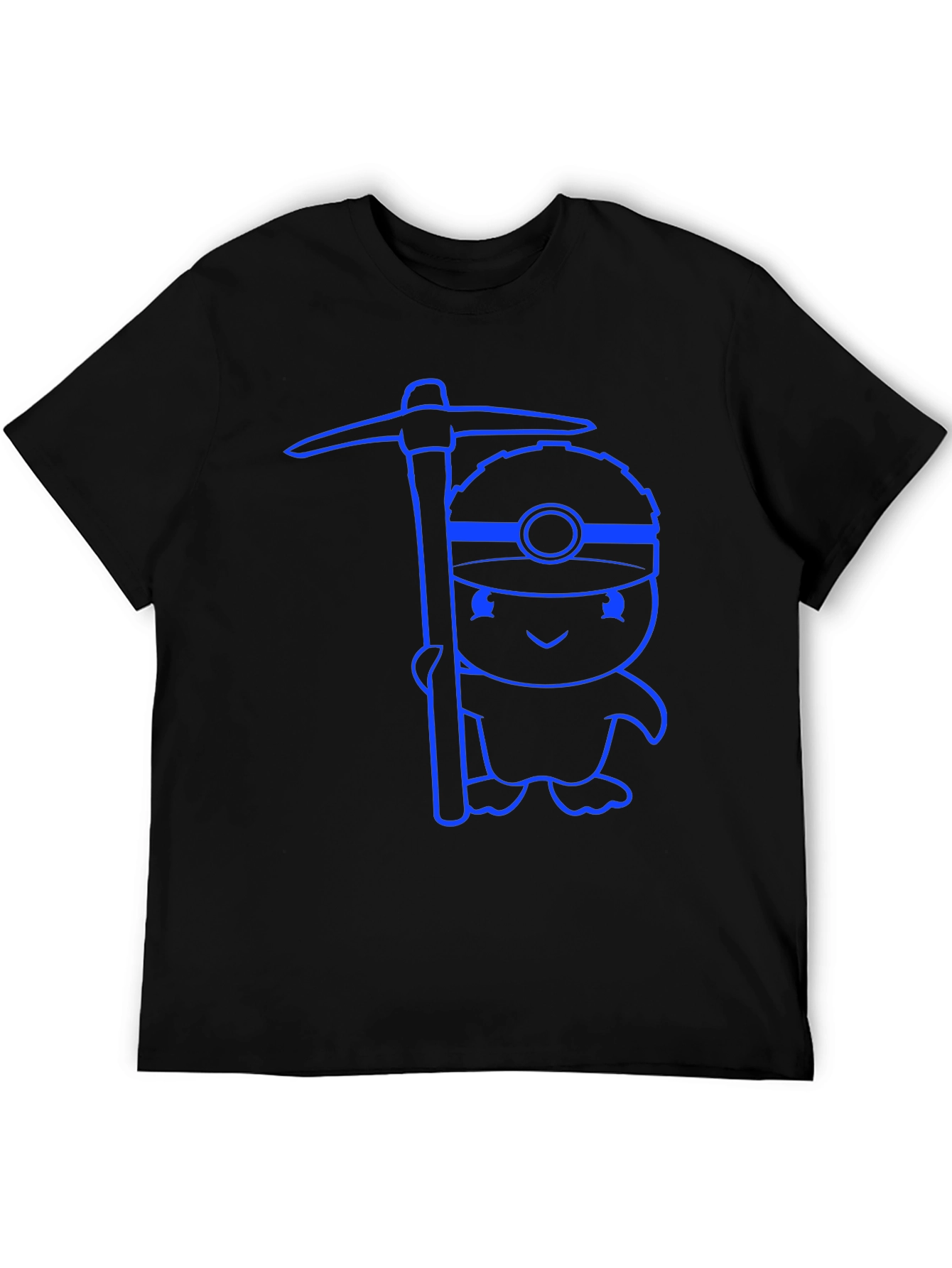 Black Cartoon Miner Graphic T-Shirt - Black view 5