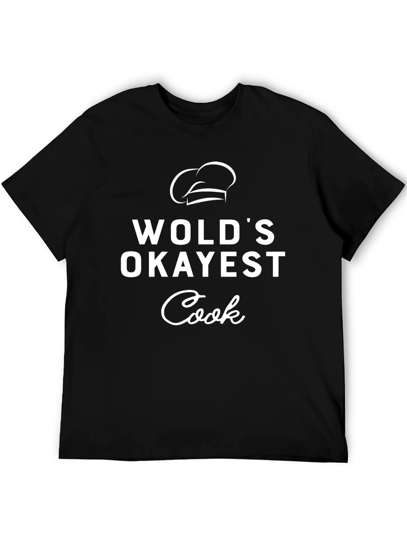 Black World's Okayest Cook T-Shirt Chef Hat Graphic Tee view 5