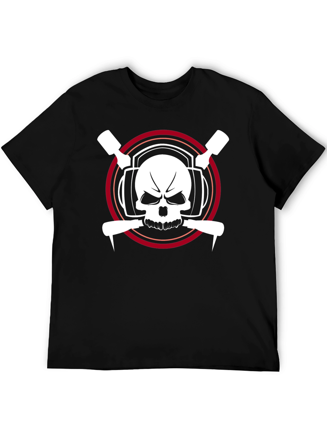Black Skull & Tools Graphic Print T-Shirt view 5