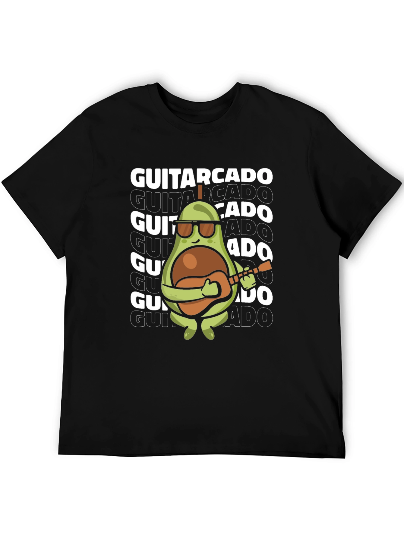Black Guitarcado Graphic Tee - Avocado Guitarist view 5