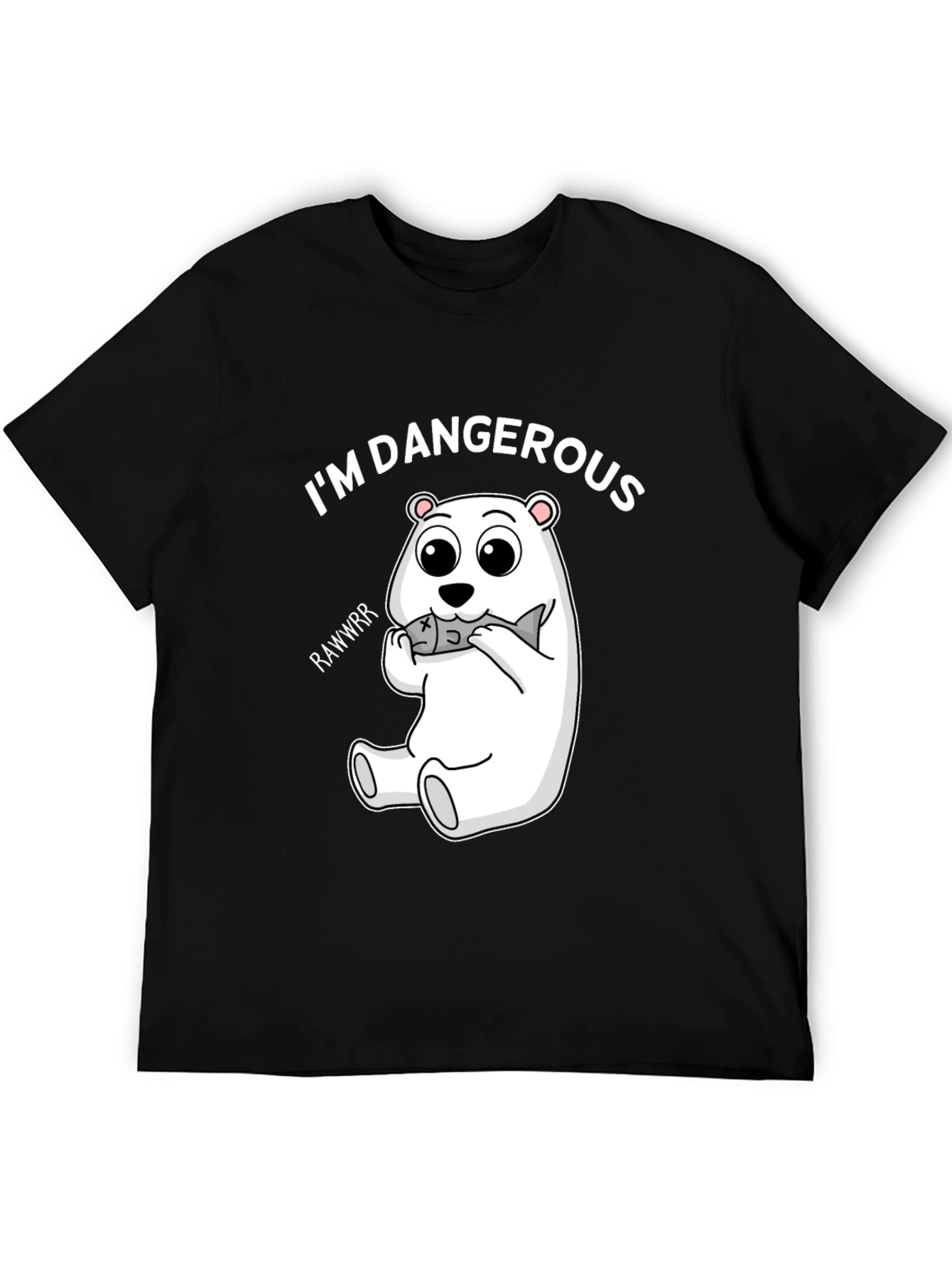Black I'm Dangerous Polar Bear Black T-Shirt view 5
