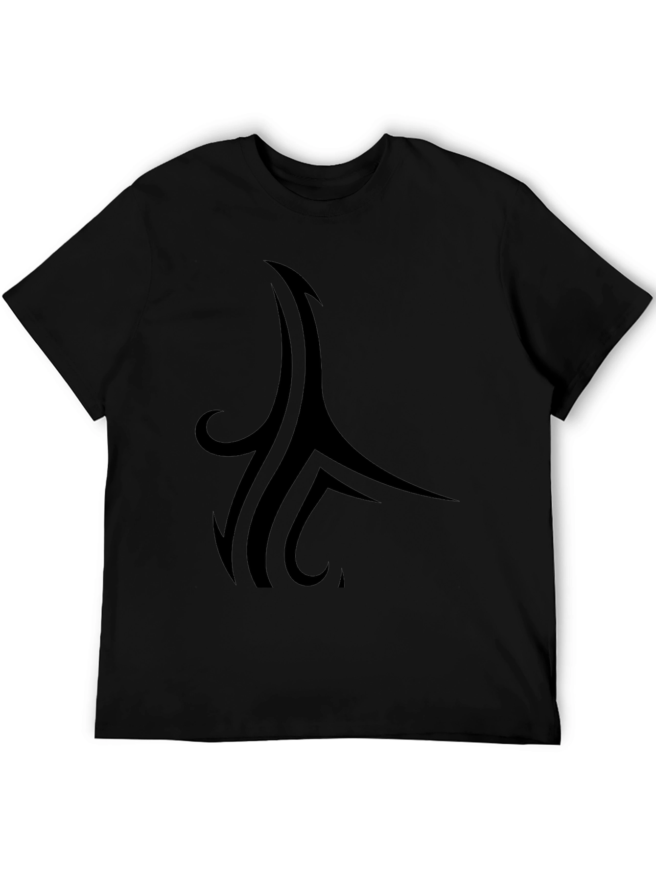 Black Stylish Black Tee with Tribal Design view 5