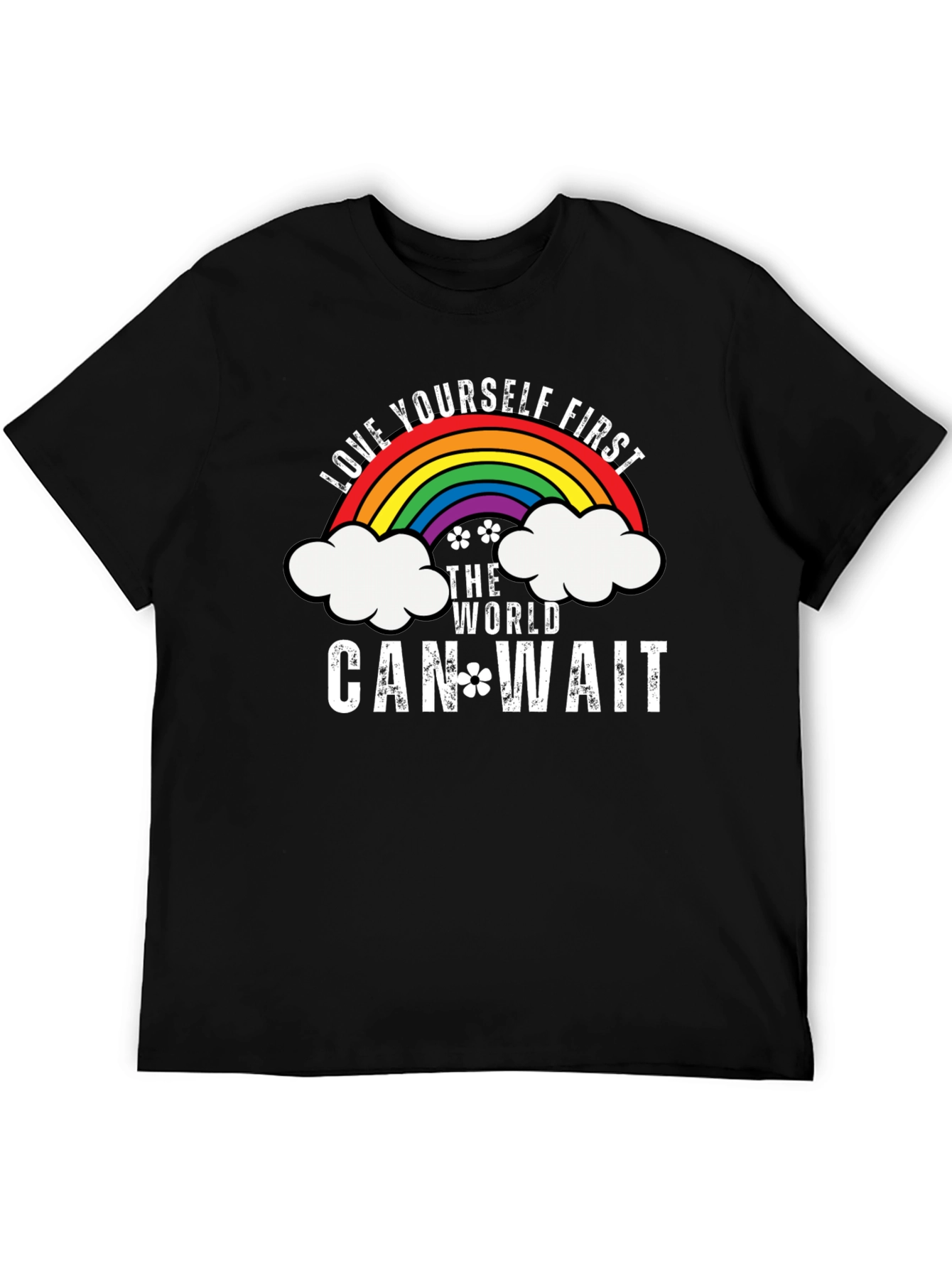 Black Love Yourself First Graphic Tee - Rainbow Design view 5