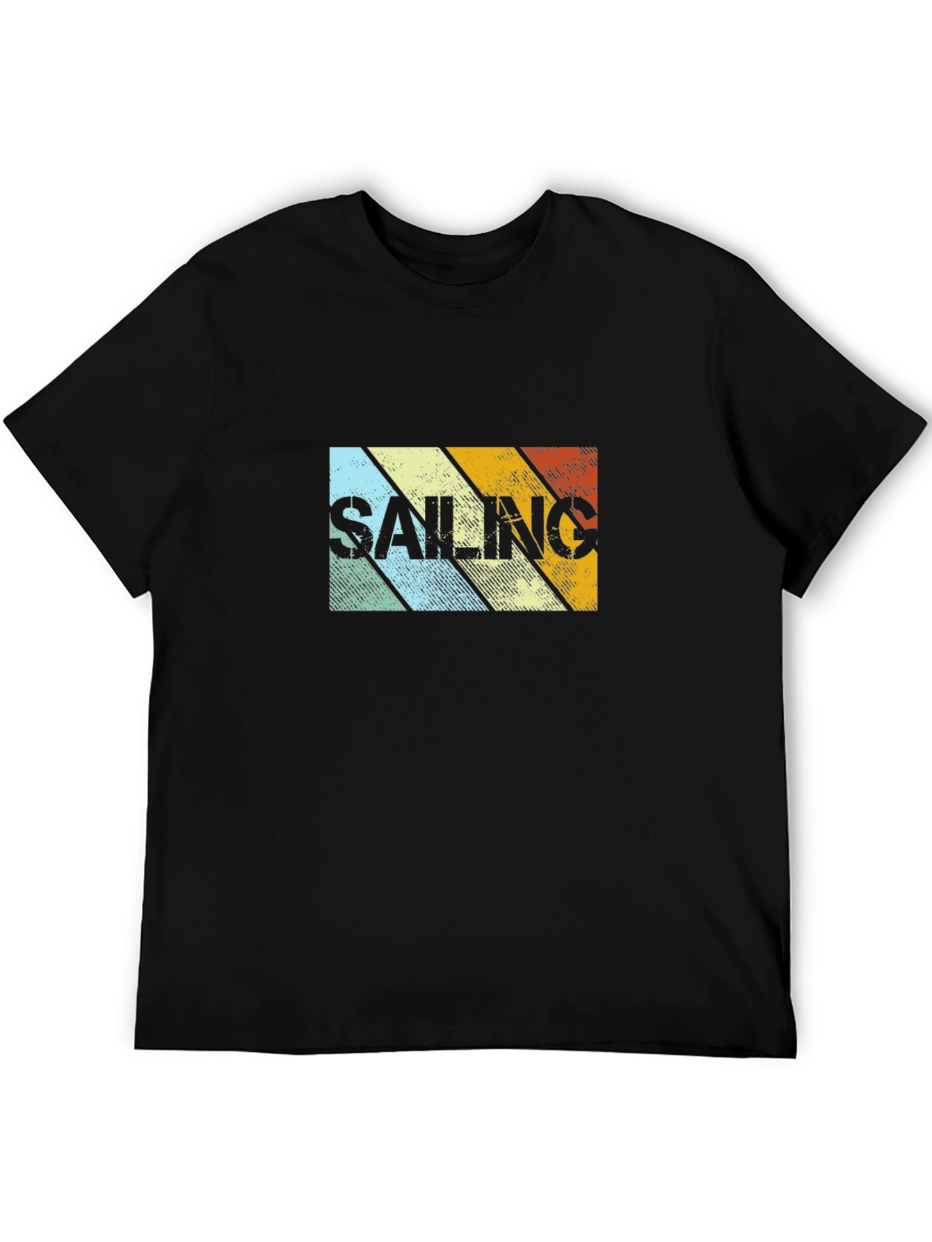 Black Retro Sailing Striped Graphic Tee view 5