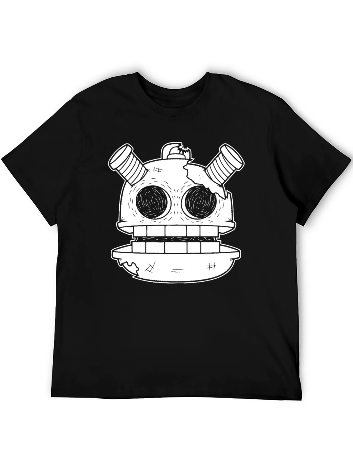 Black Robot Head Graphic Tee - Unique Cartoon Design view 5