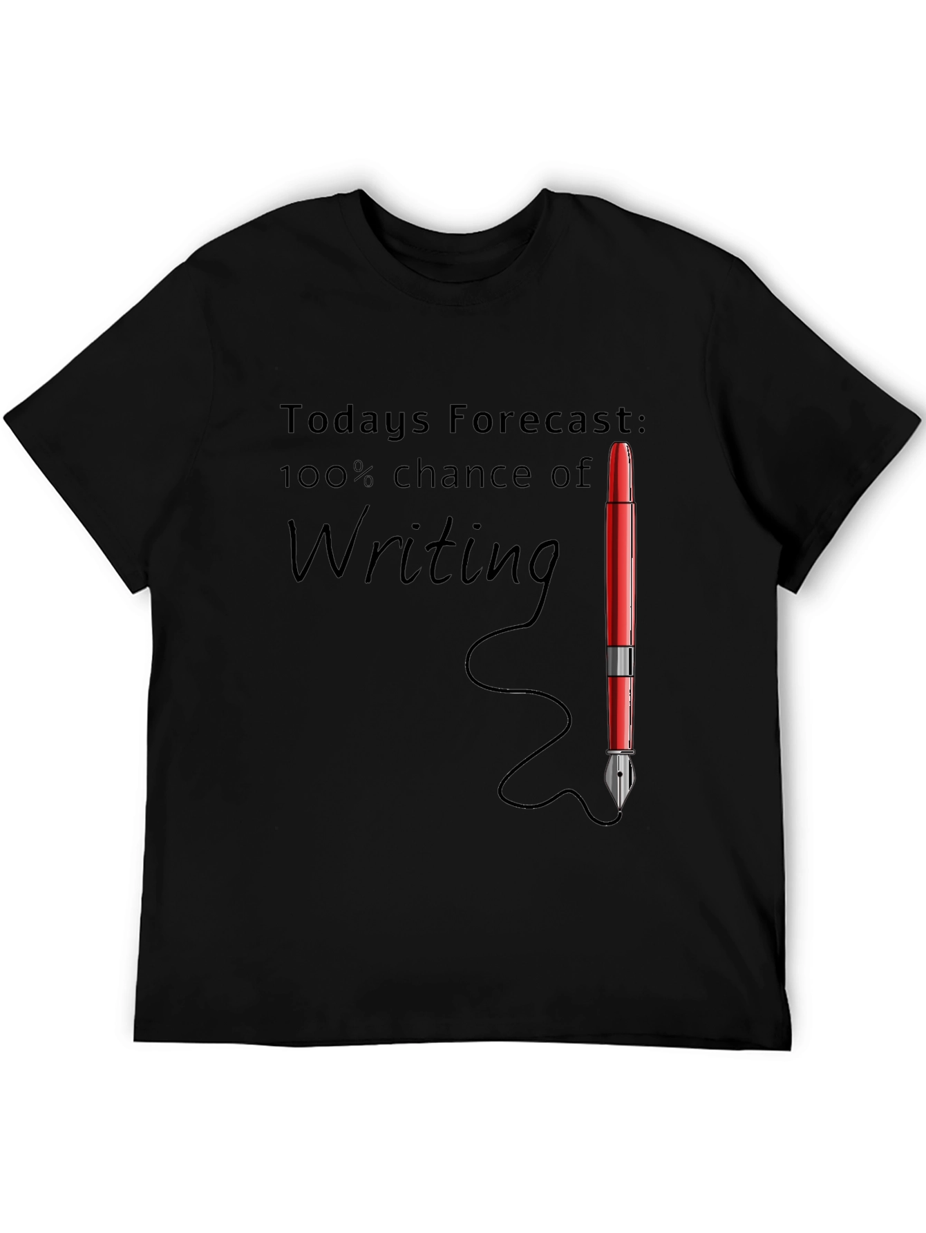 Black Writer's Forecast T-Shirt - 100% Chance of Writing! view 5