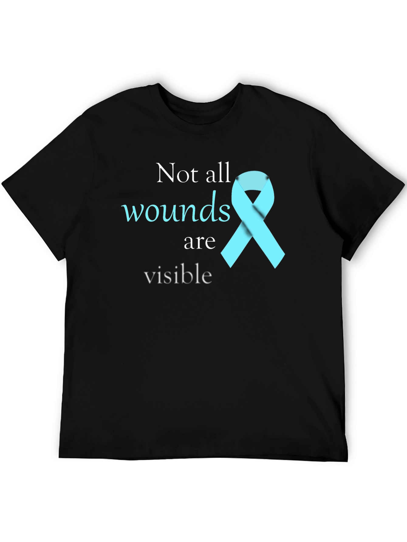 Black Not All Wounds Visible Awareness T-Shirt view 5