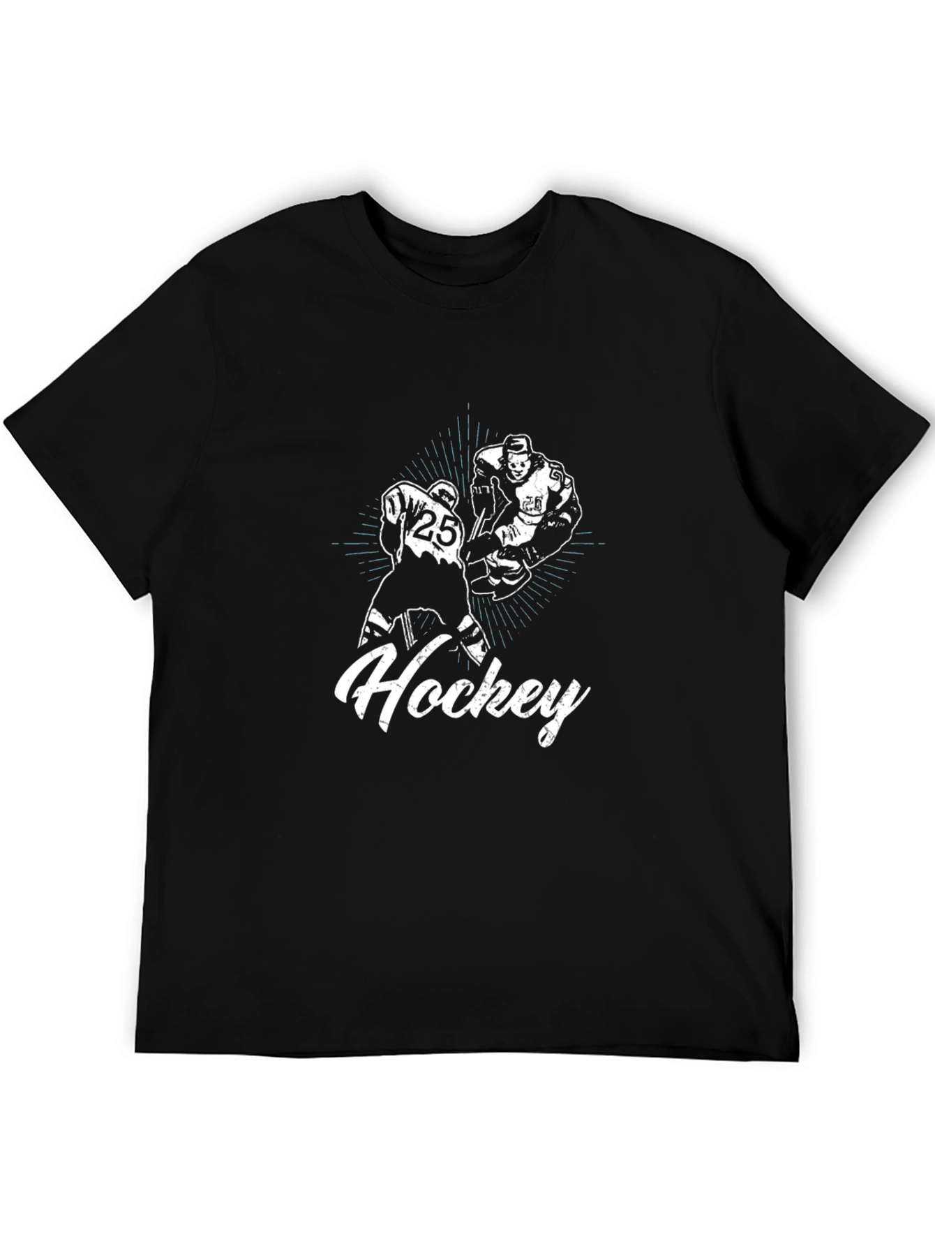 Black Hockey Graphic T-Shirt - Black Crew Neck Tee view 5