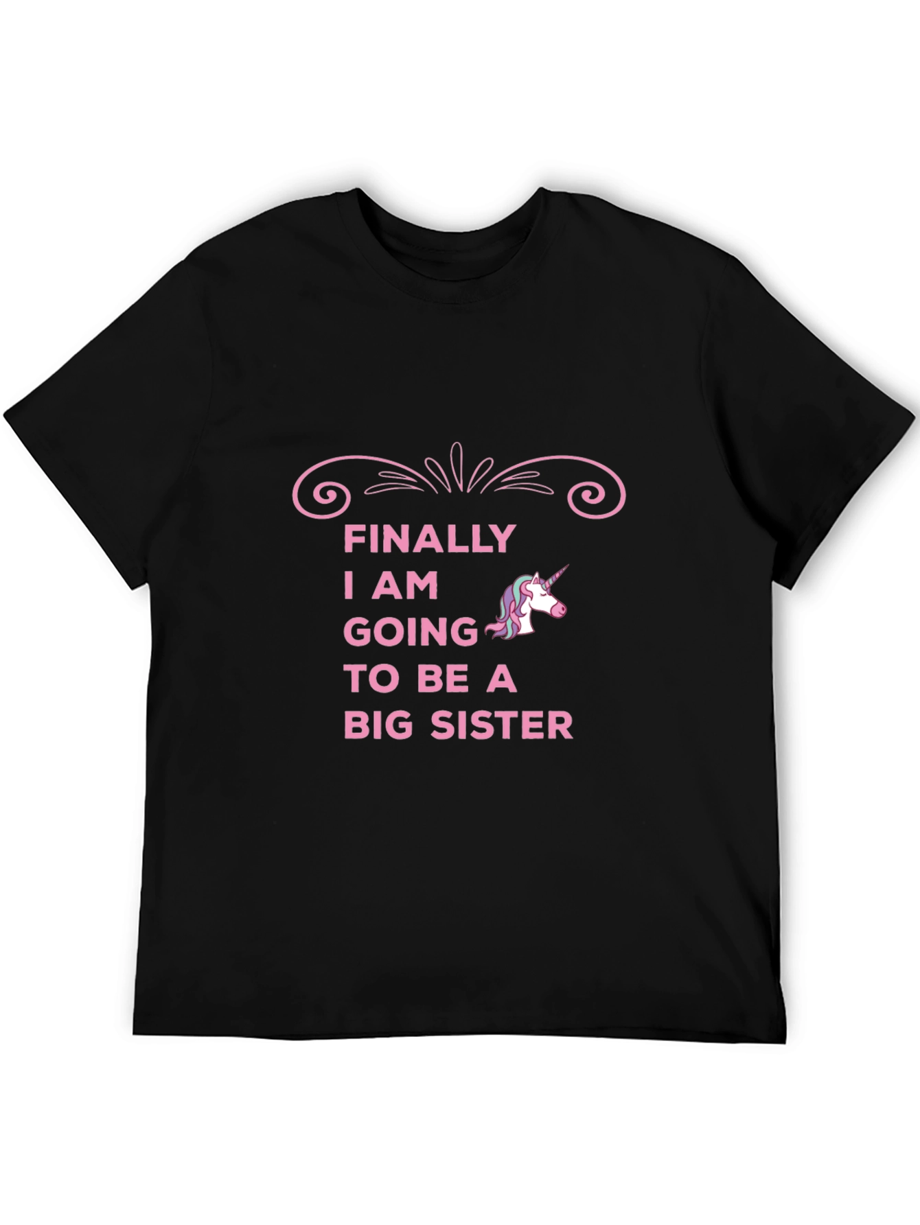 Black Big Sister Unicorn T-Shirt - Cute Announcement Tee view 5