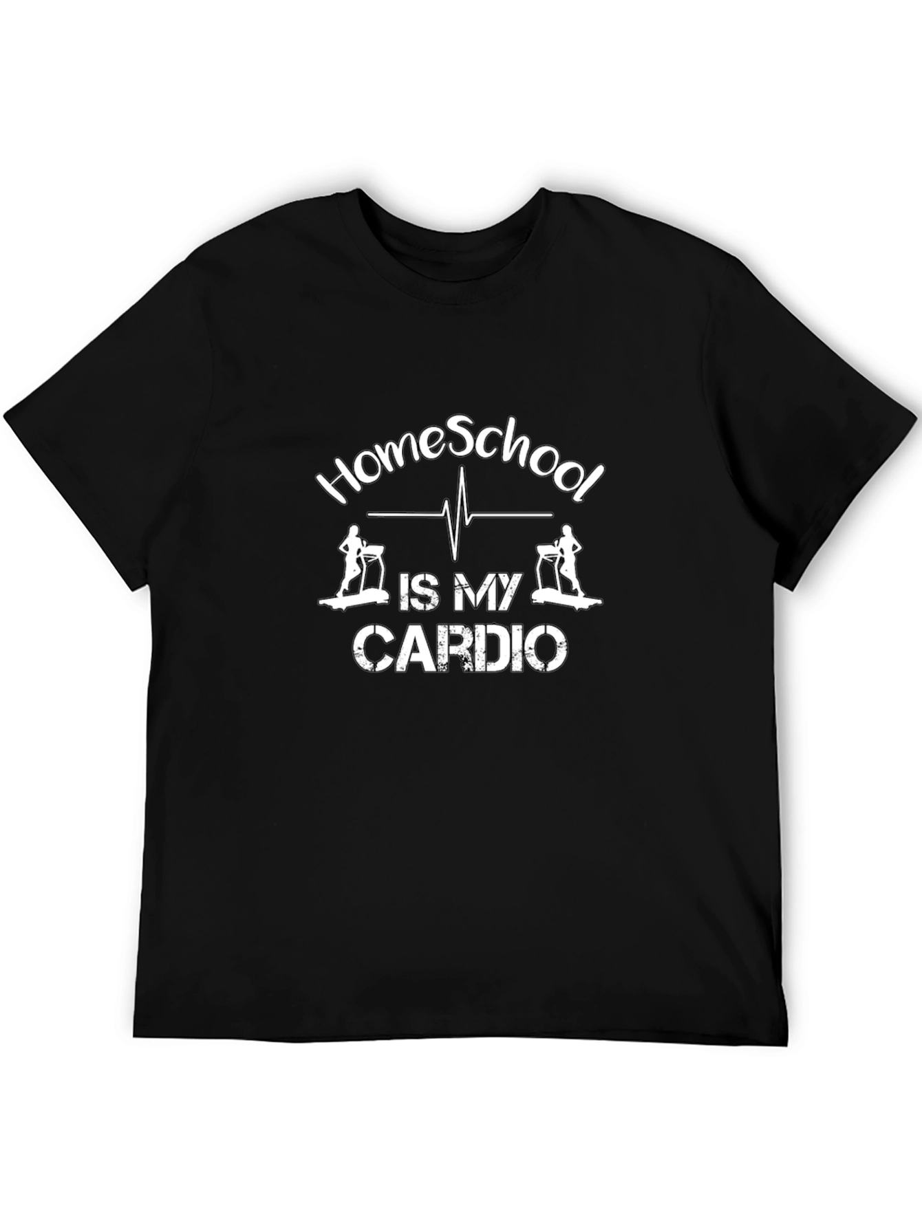 Black Homeschool Cardio T-Shirt - Funny Workout Tee view 5
