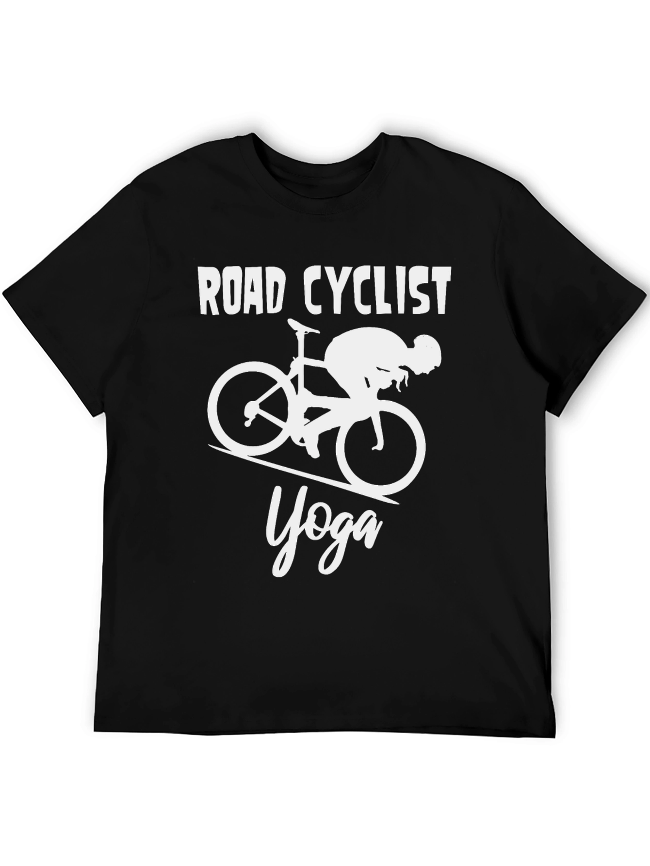 Black Road Cyclist Yoga Graphic T-Shirt - Black view 5