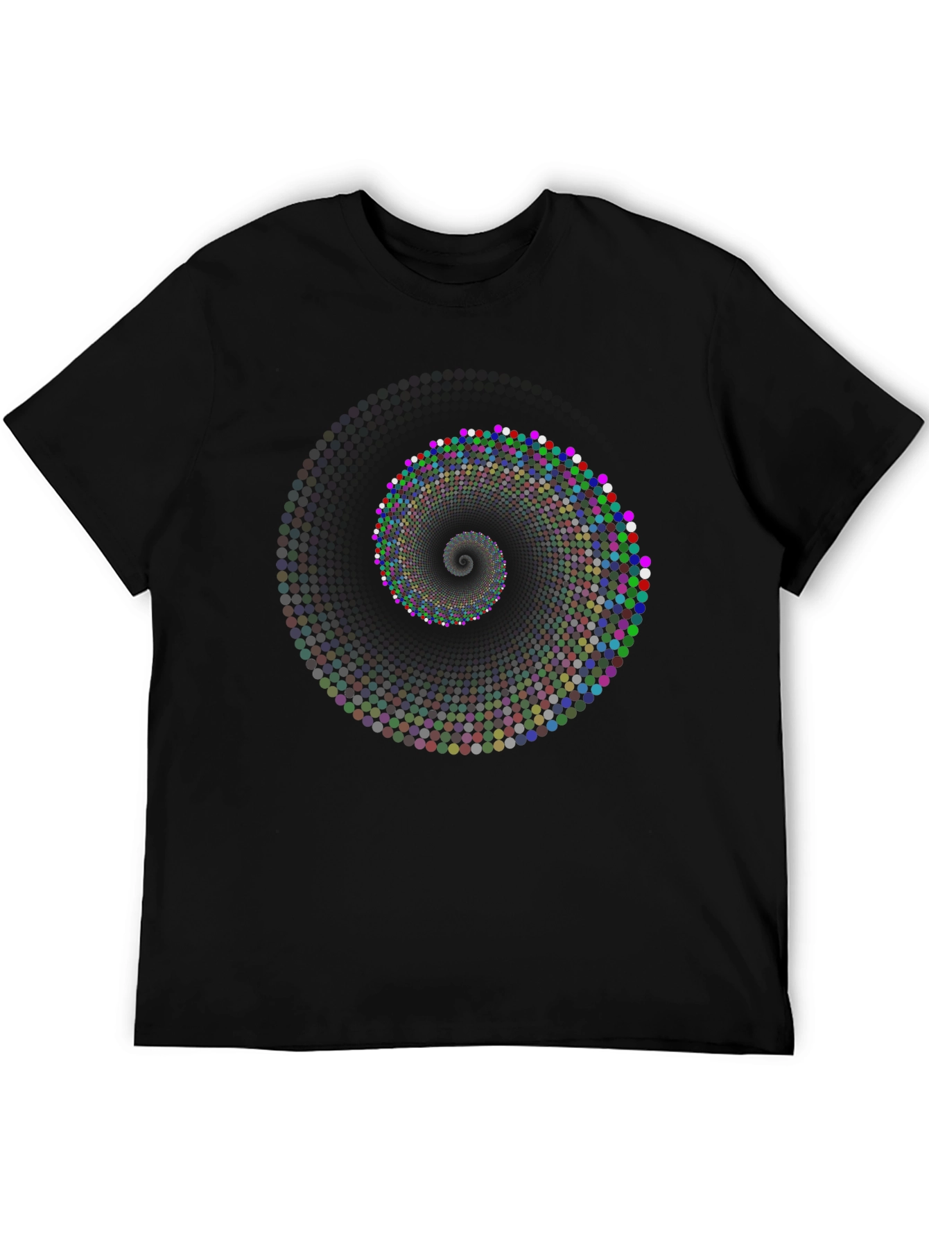 Black Spiral Dot Graphic Black T-Shirt view 5
