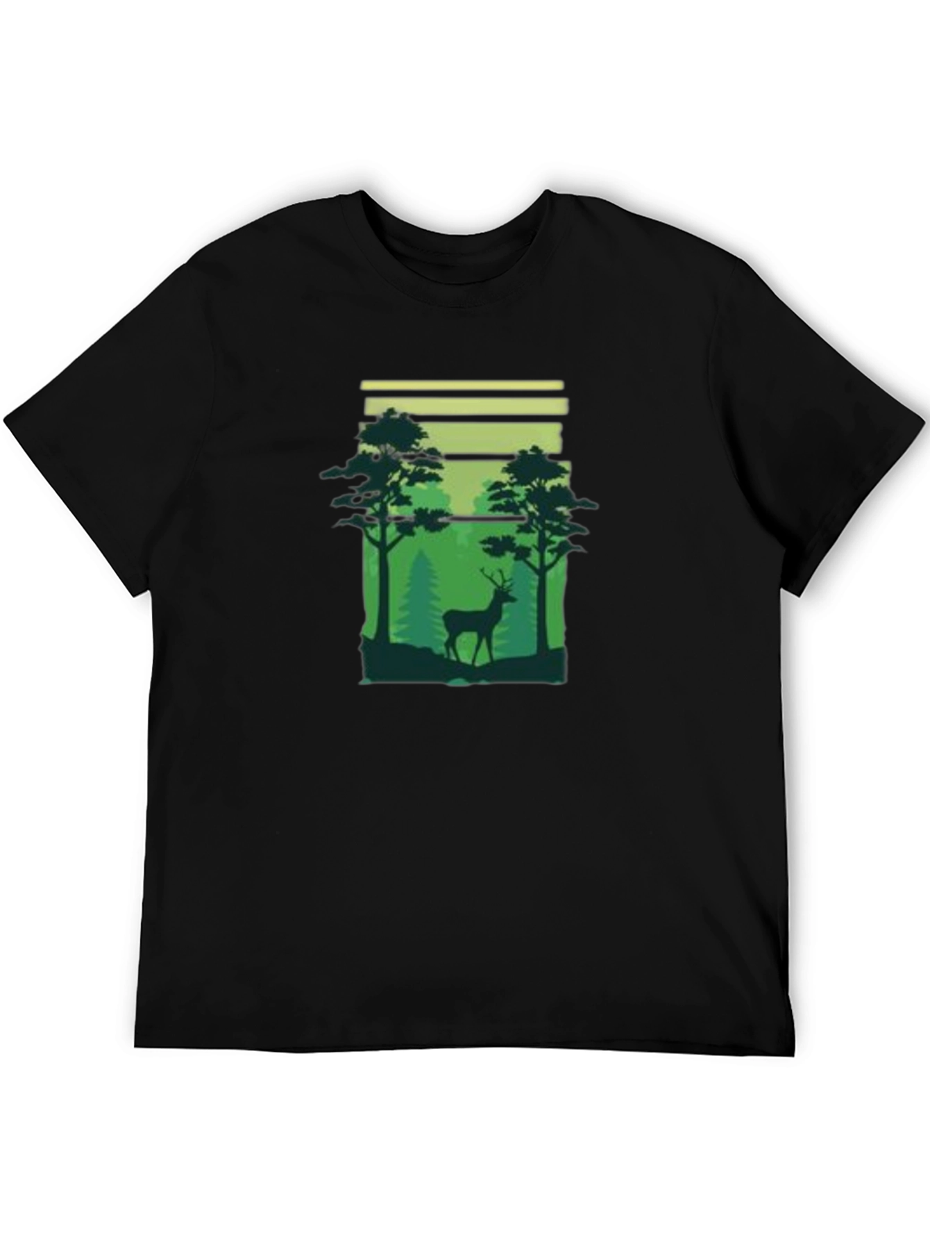 Black Deer in Forest Graphic T-Shirt - Nature Lover Tee view 5