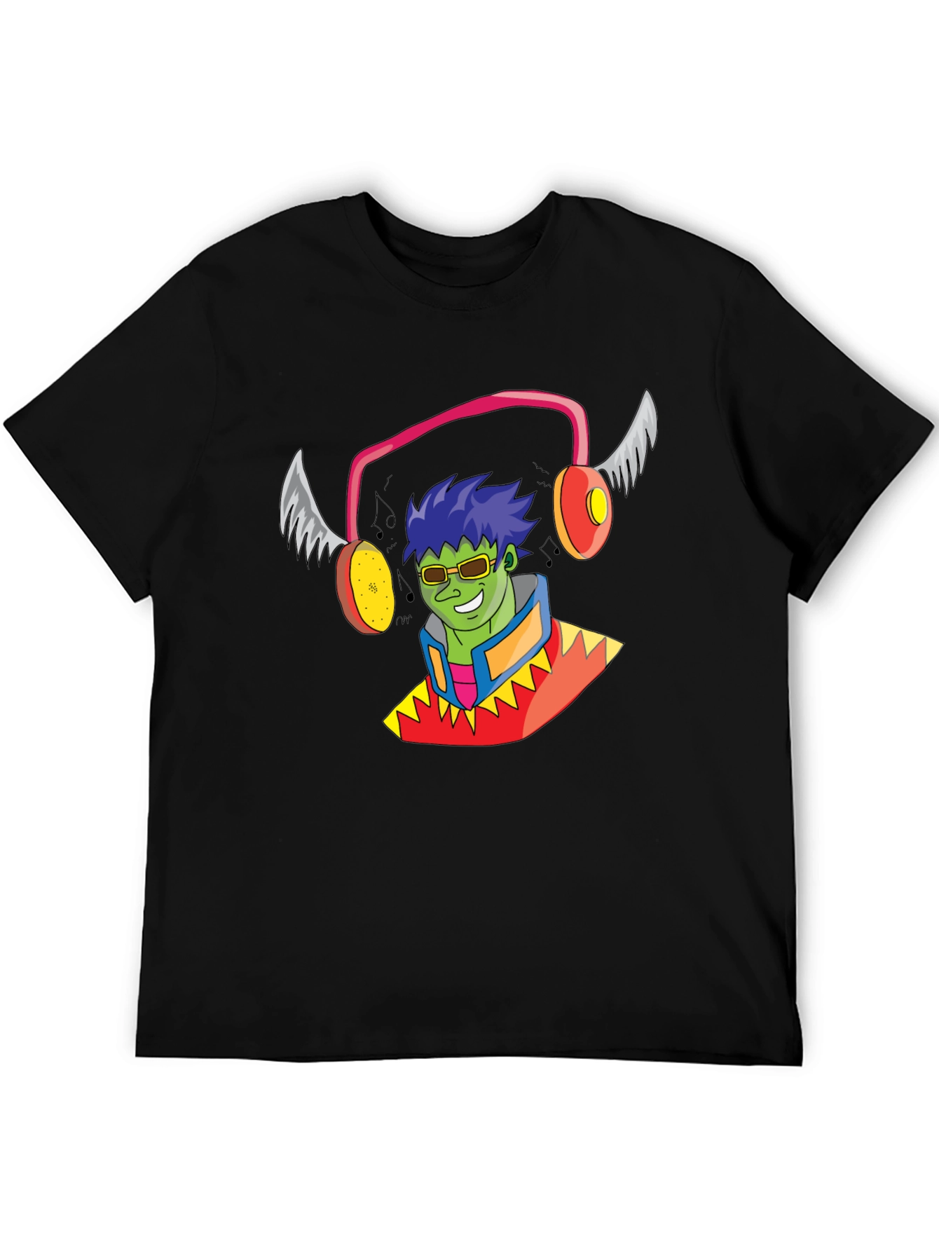 Black Funky Cartoon Character Black T-Shirt view 5