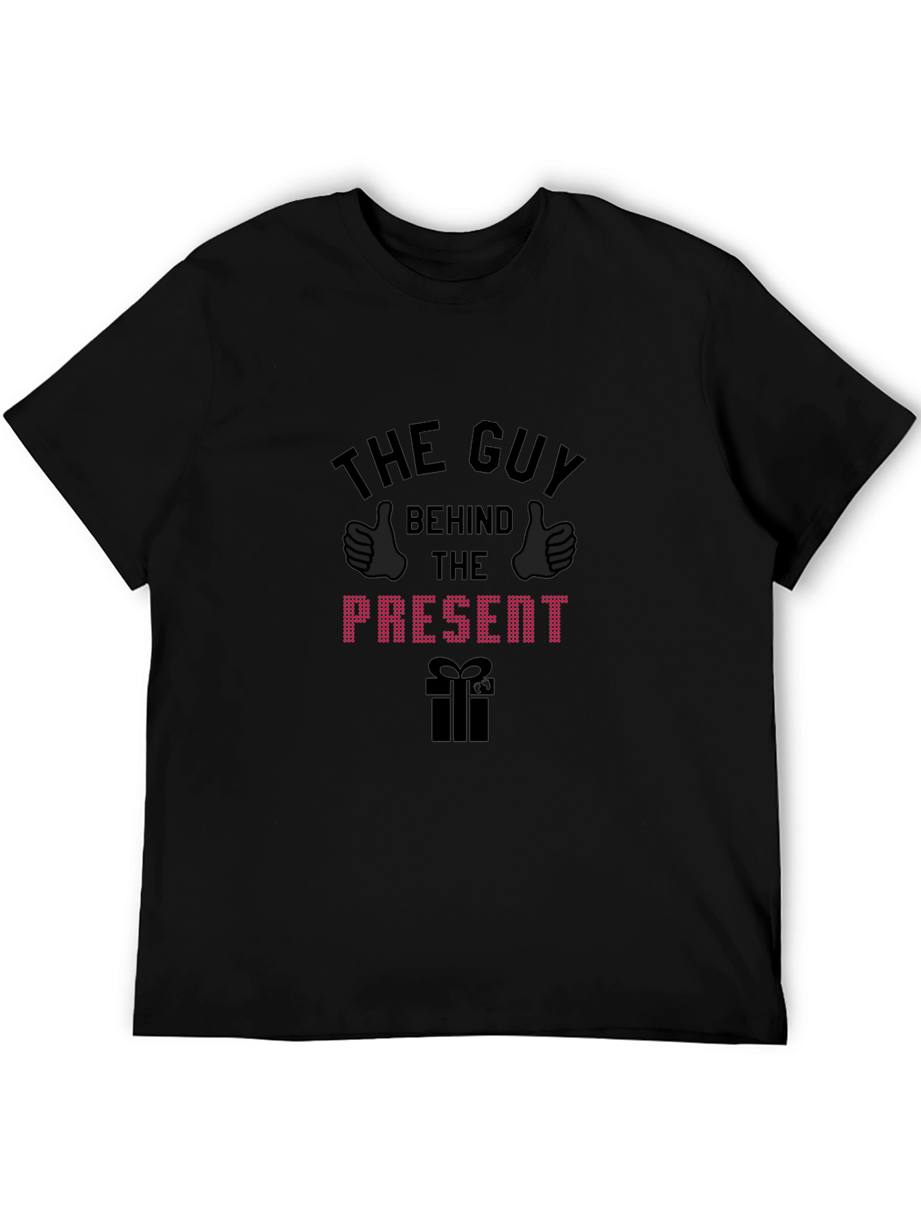 Black The Guy Behind The Present - Novelty Holiday T-Shirt view 5