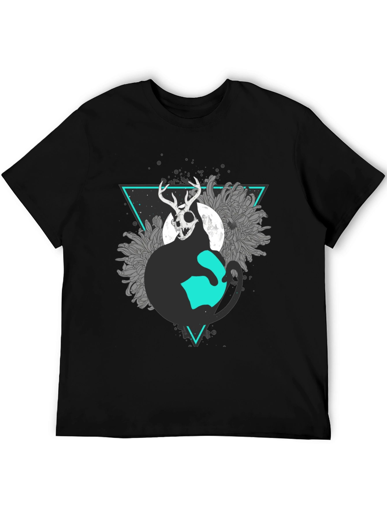 Black Mystic Cat Skull Graphic Tee view 5