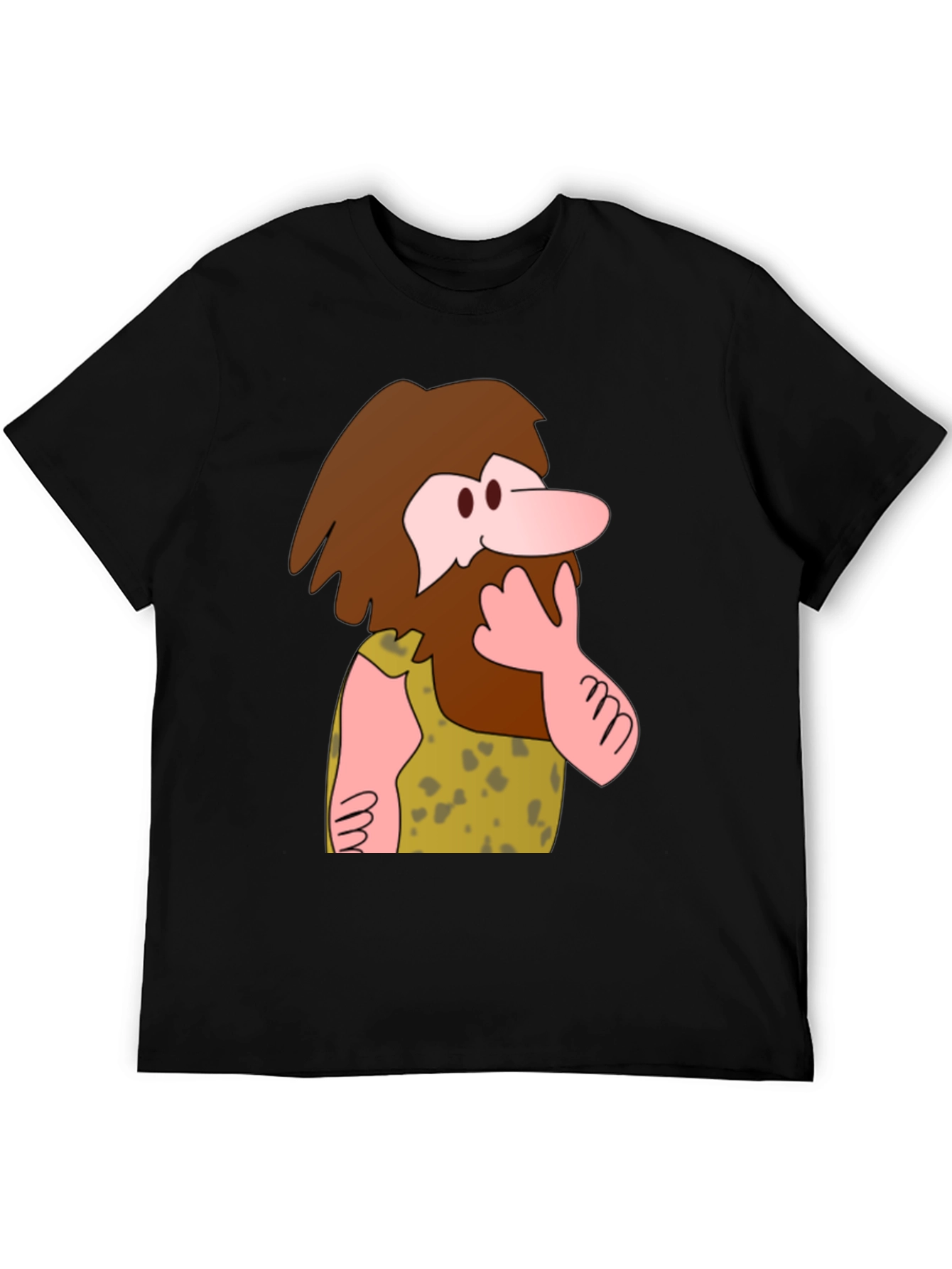 Black Funny Cartoon Caveman Graphic T-Shirt view 5