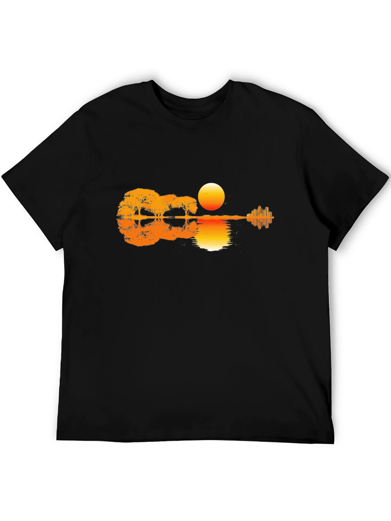 Black Sunset Guitar T-Shirt - Music & Nature Design view 5