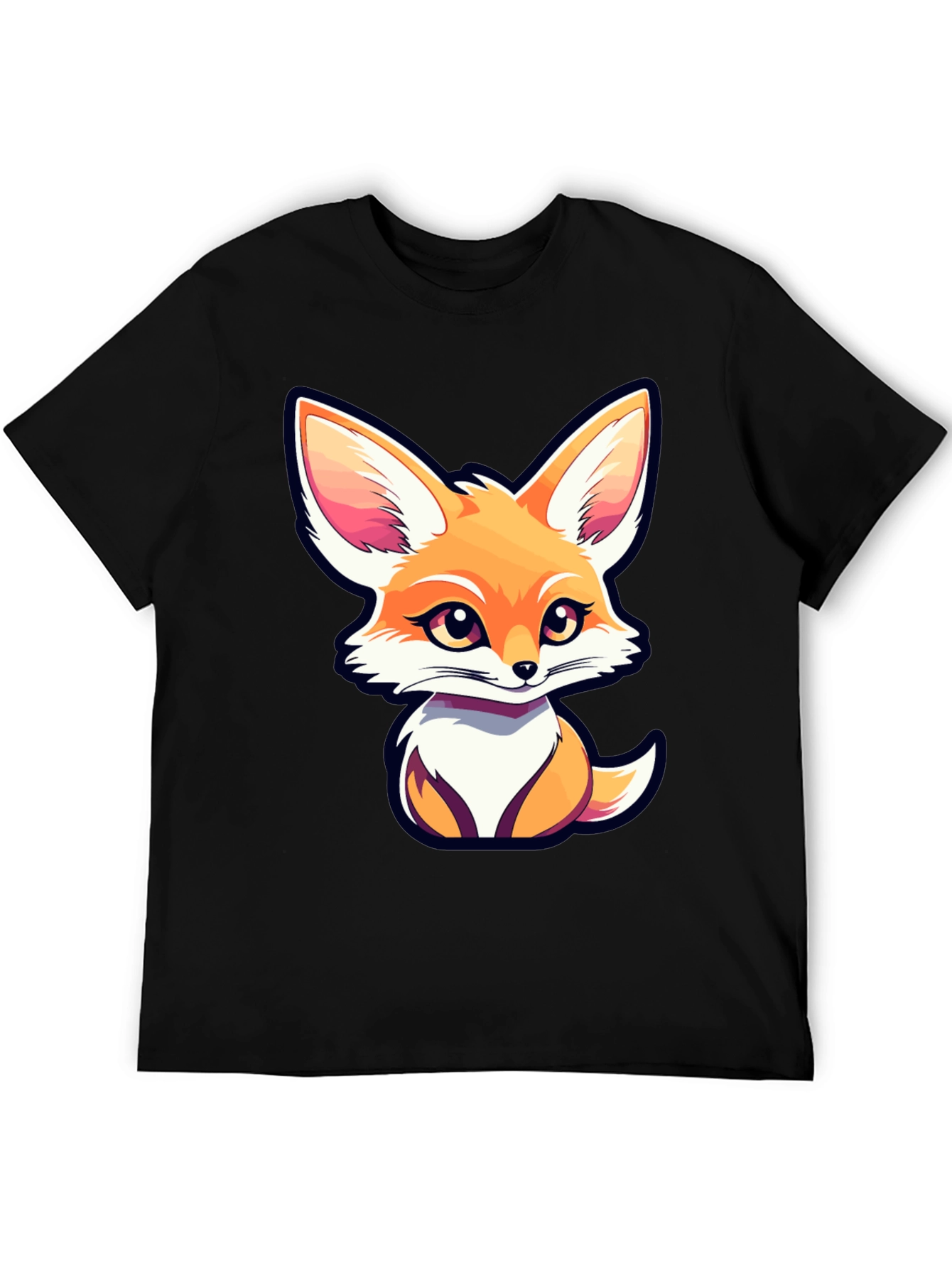 Black Cute Fox Graphic Tee - Unisex Black T-Shirt view 5