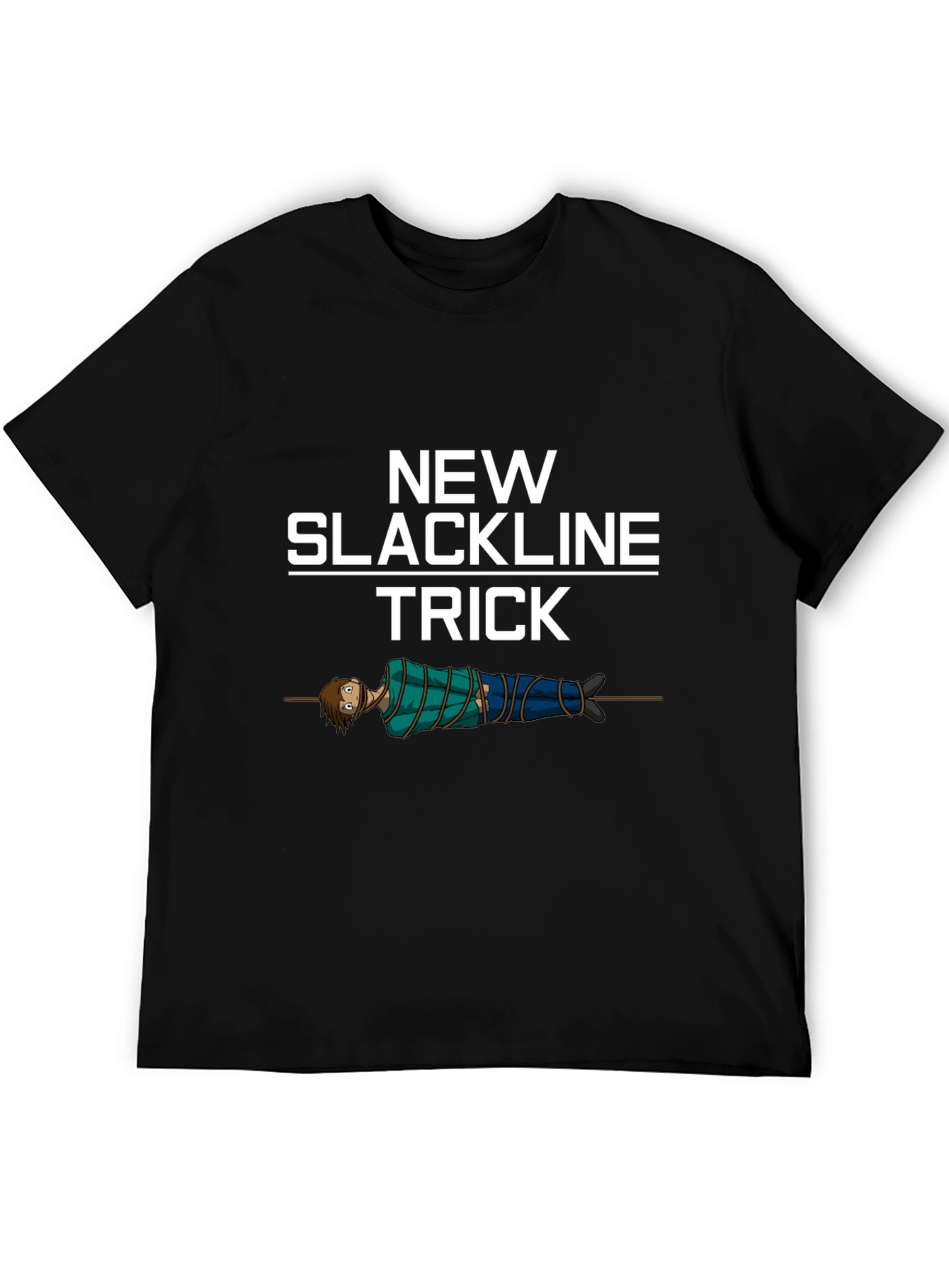 Black New Slackline Trick T-Shirt - Funny Slacklining Tee view 5