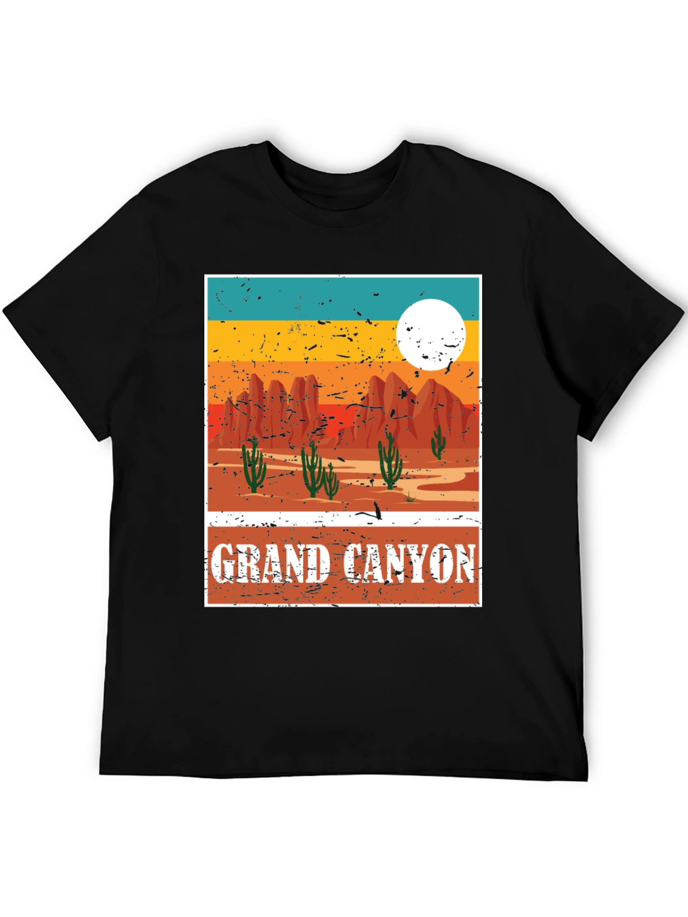 Black Grand Canyon Graphic Tee - Vintage Style Desert T-Shirt view 5