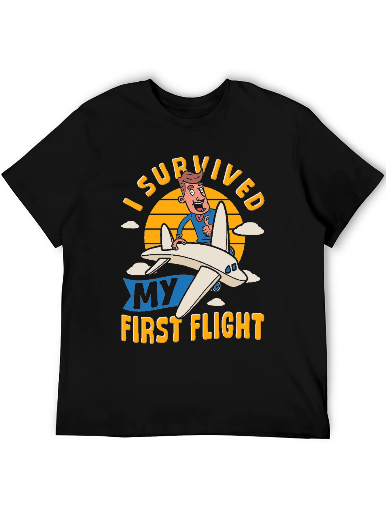Black I Survived My First Flight T-Shirt view 5