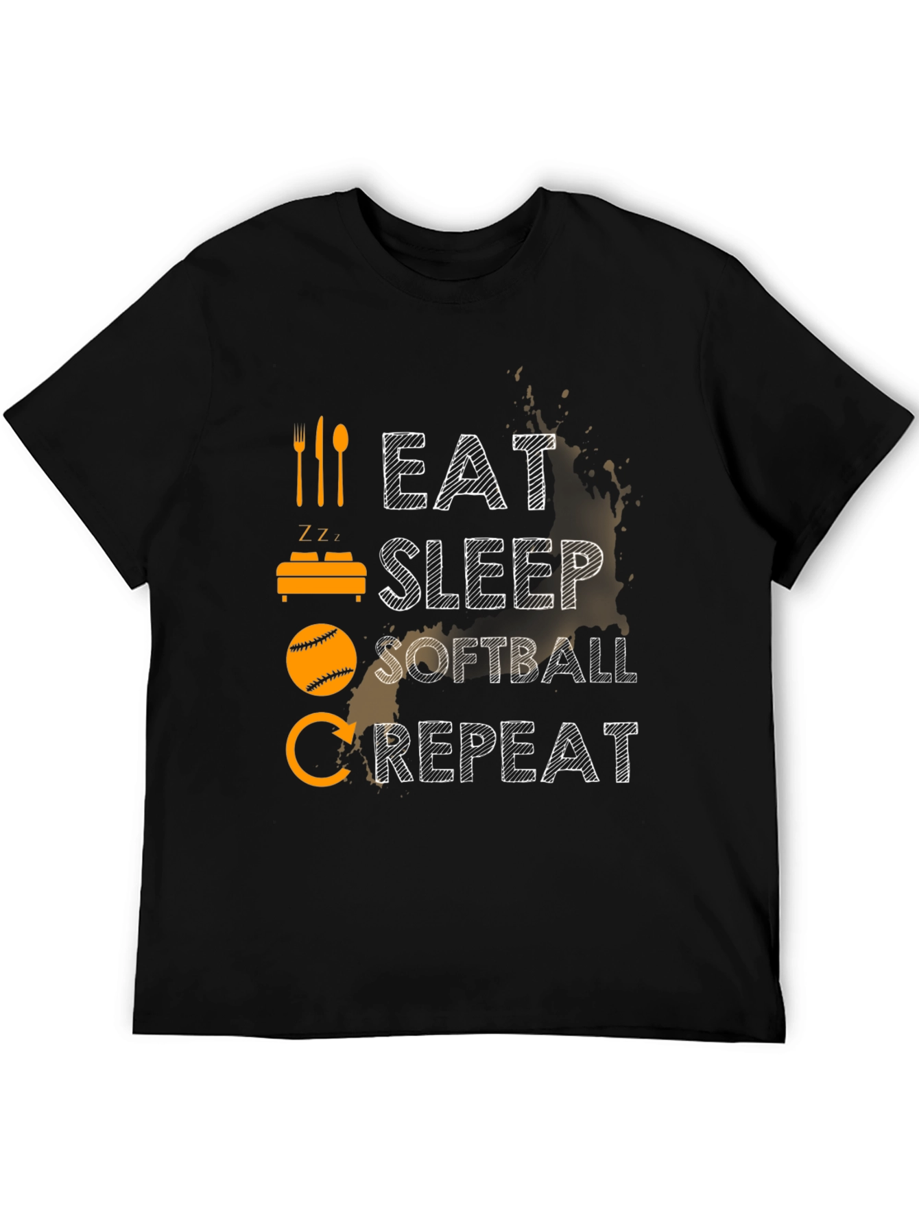 Black Eat Sleep Softball Repeat Graphic T-Shirt view 5
