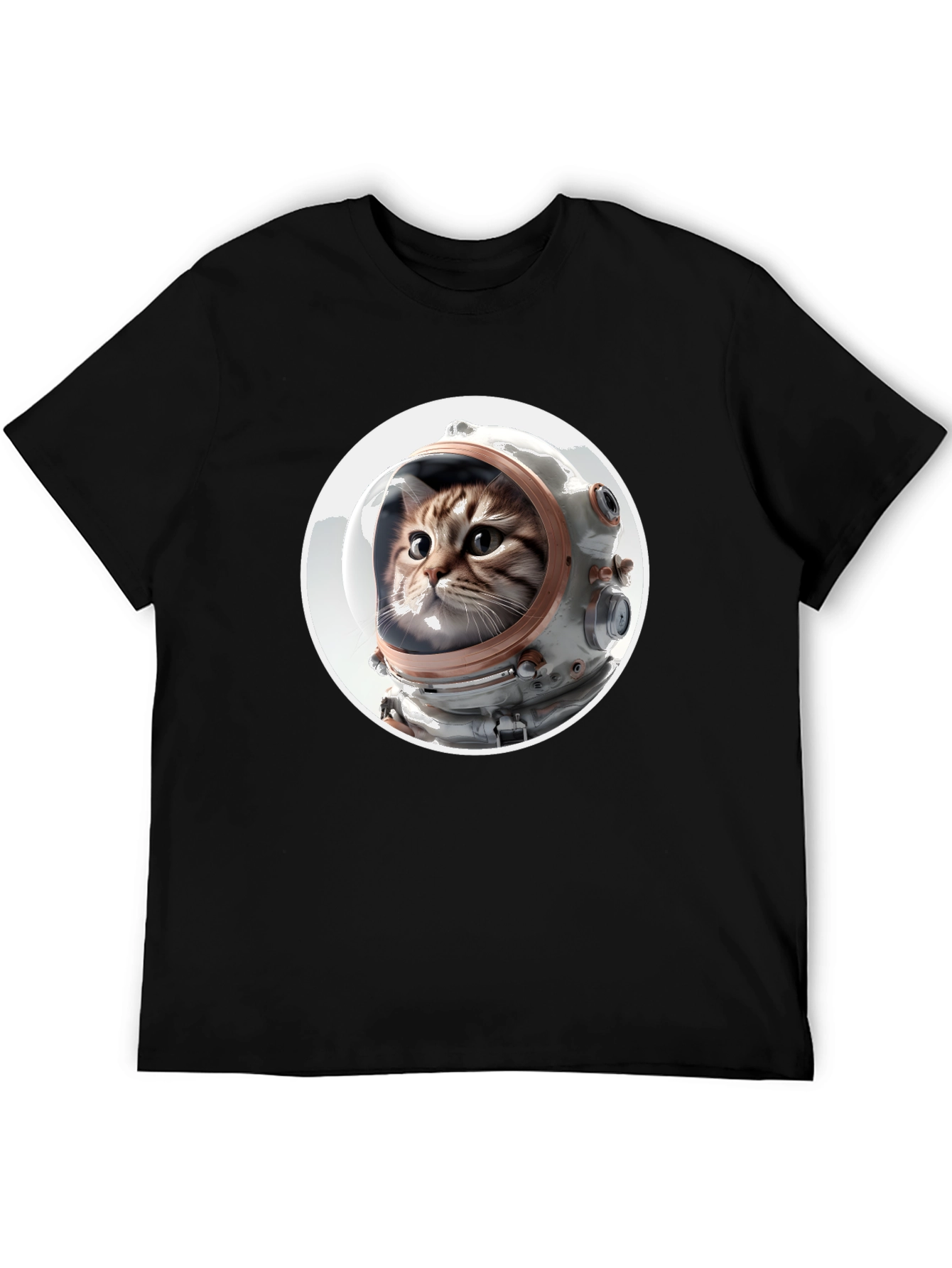 Black Astronaut Cat Graphic Tee - Unisex Black T-Shirt view 5