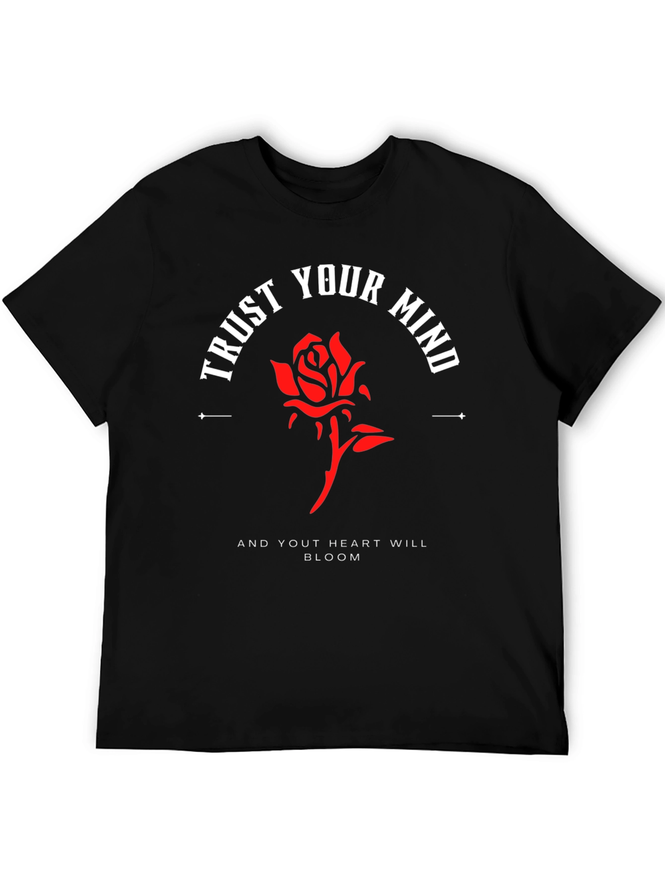 Black Trust Your Mind Rose Graphic Tee - Black view 5