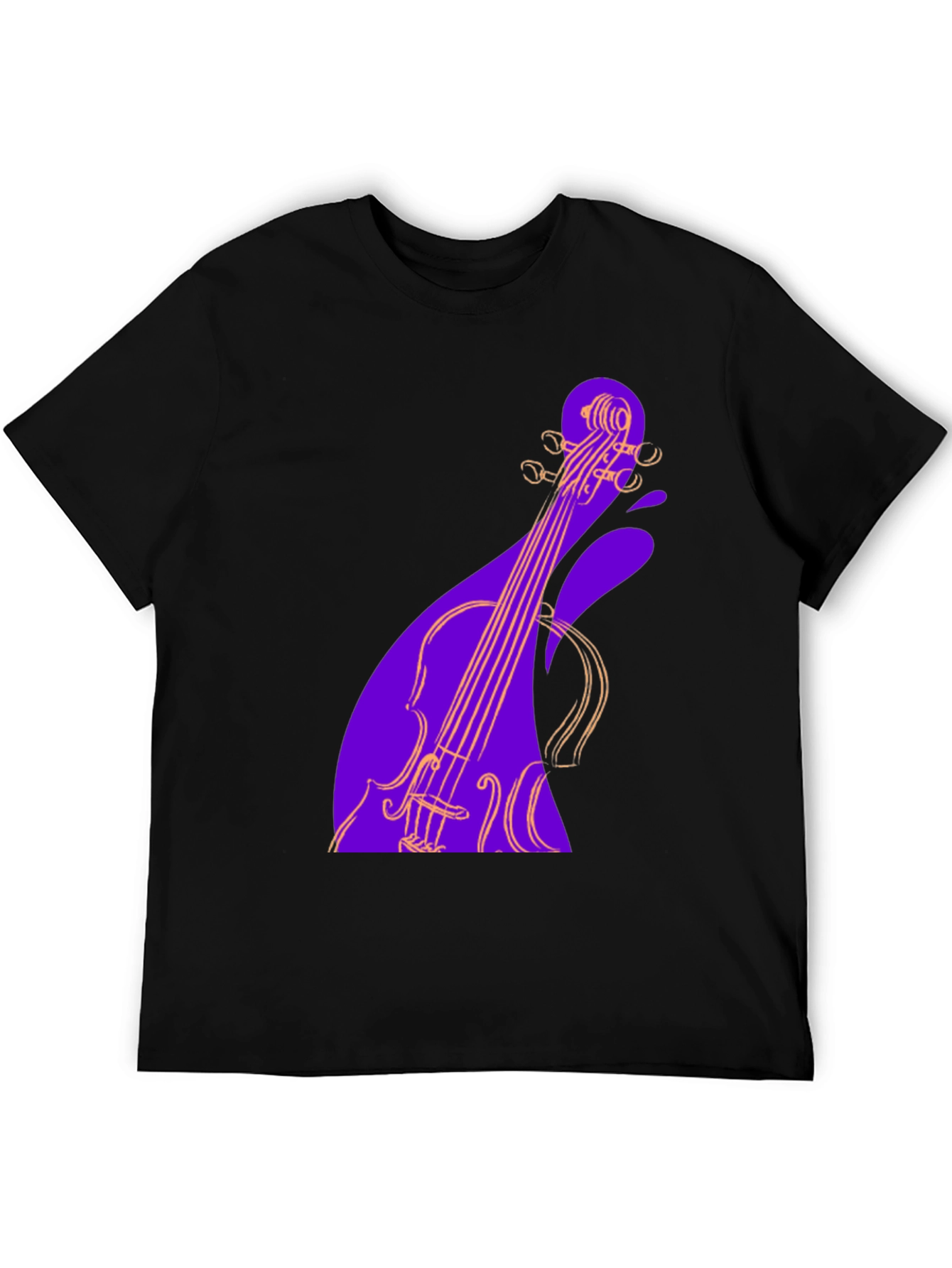 Black Abstract Violin Graphic Tee - Black view 5
