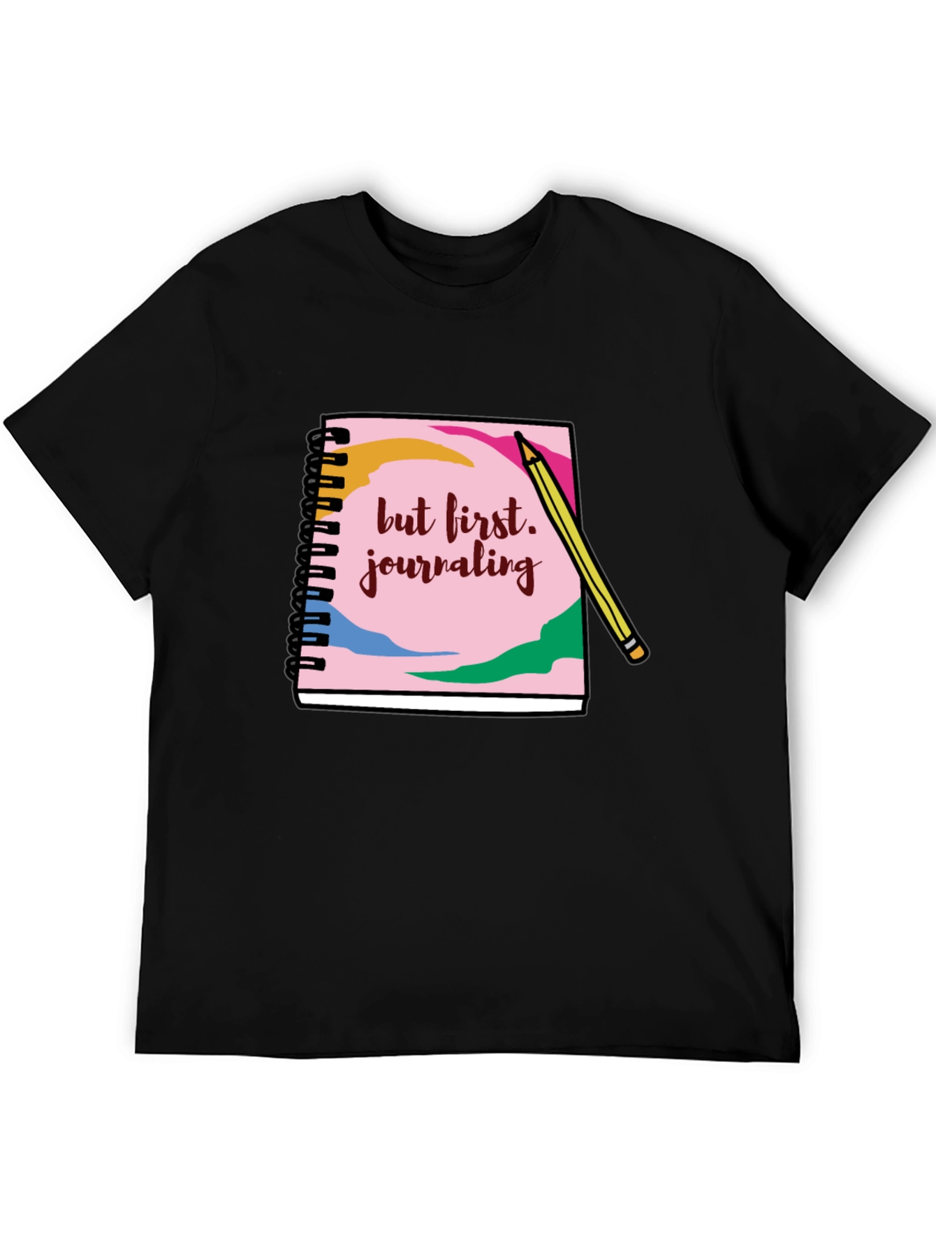 Black Journaling T-Shirt: But First, Journaling! view 5