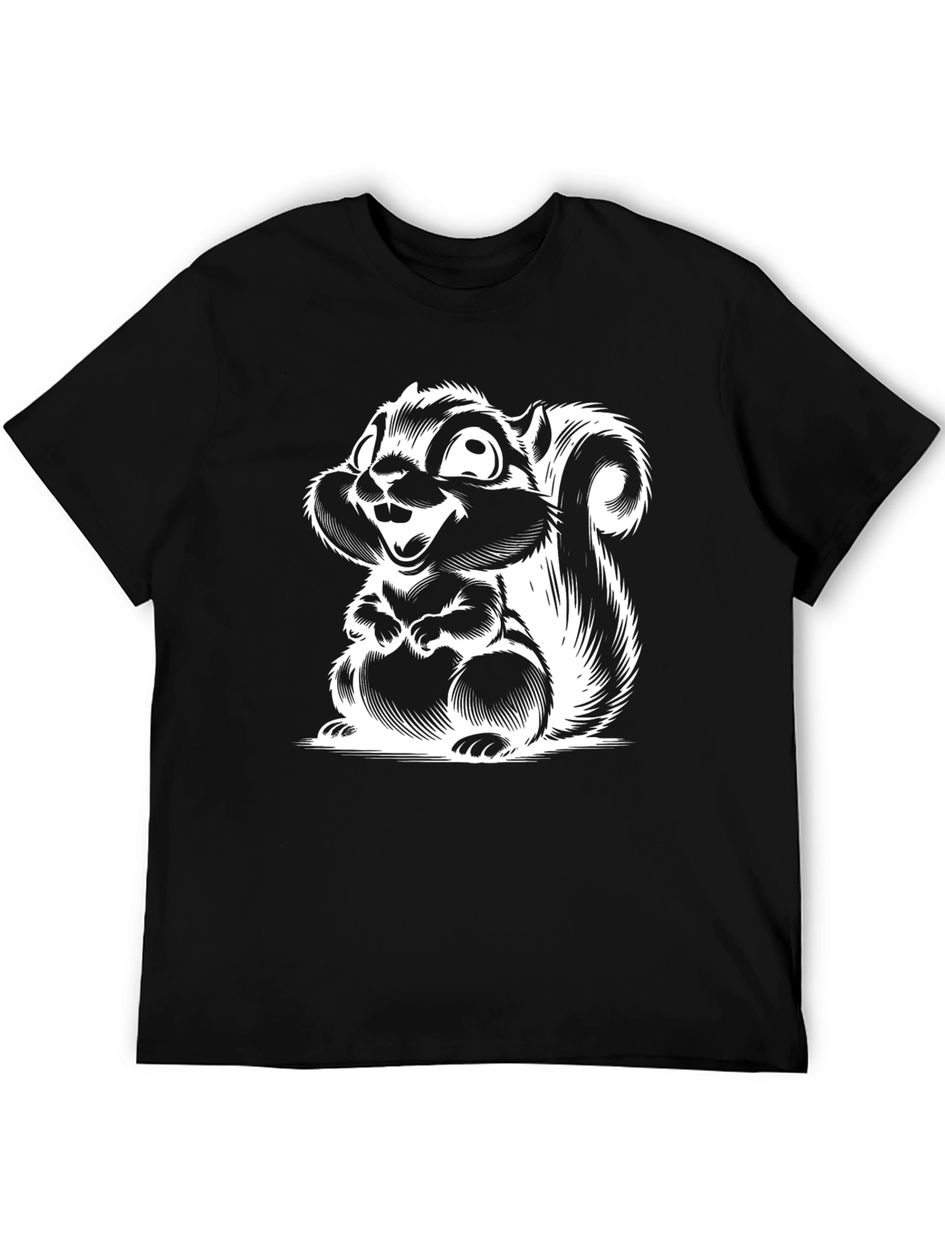Black Squirrel Graphic Tee - Black Cotton T-Shirt view 5