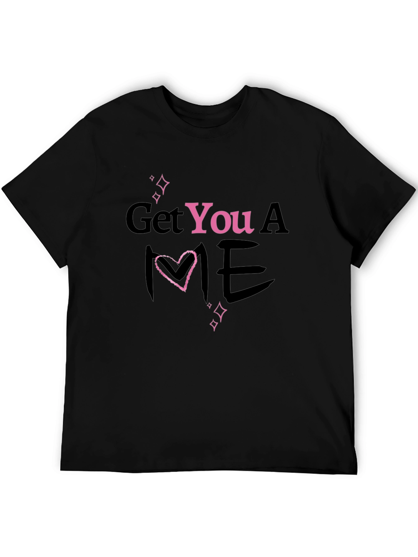 Black Get You A Me Heart T-Shirt - Trendy Graphic Tee view 5